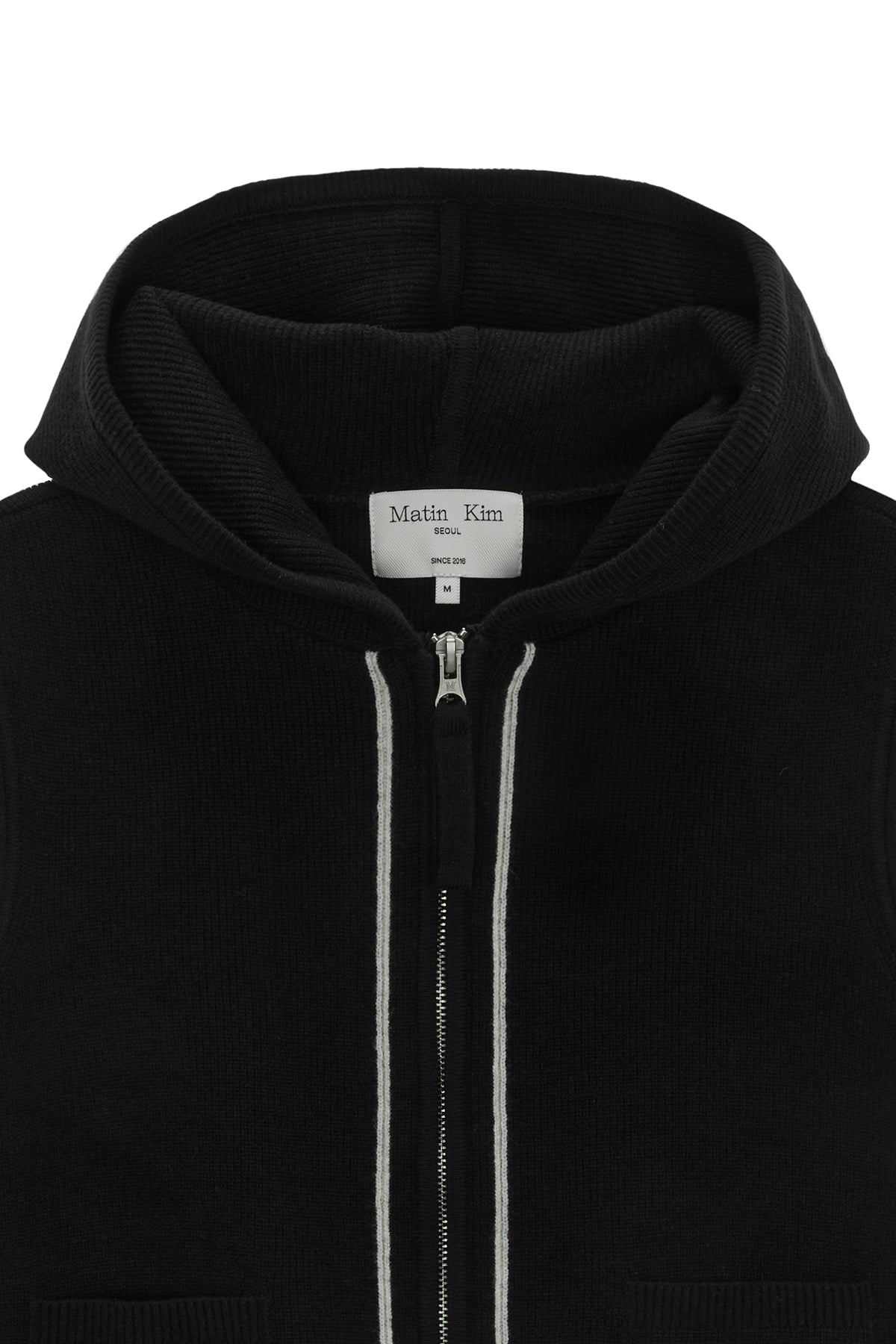 [matinkim] HOODY LOGO KNIT VEST FOR WOMEN IN BLACK