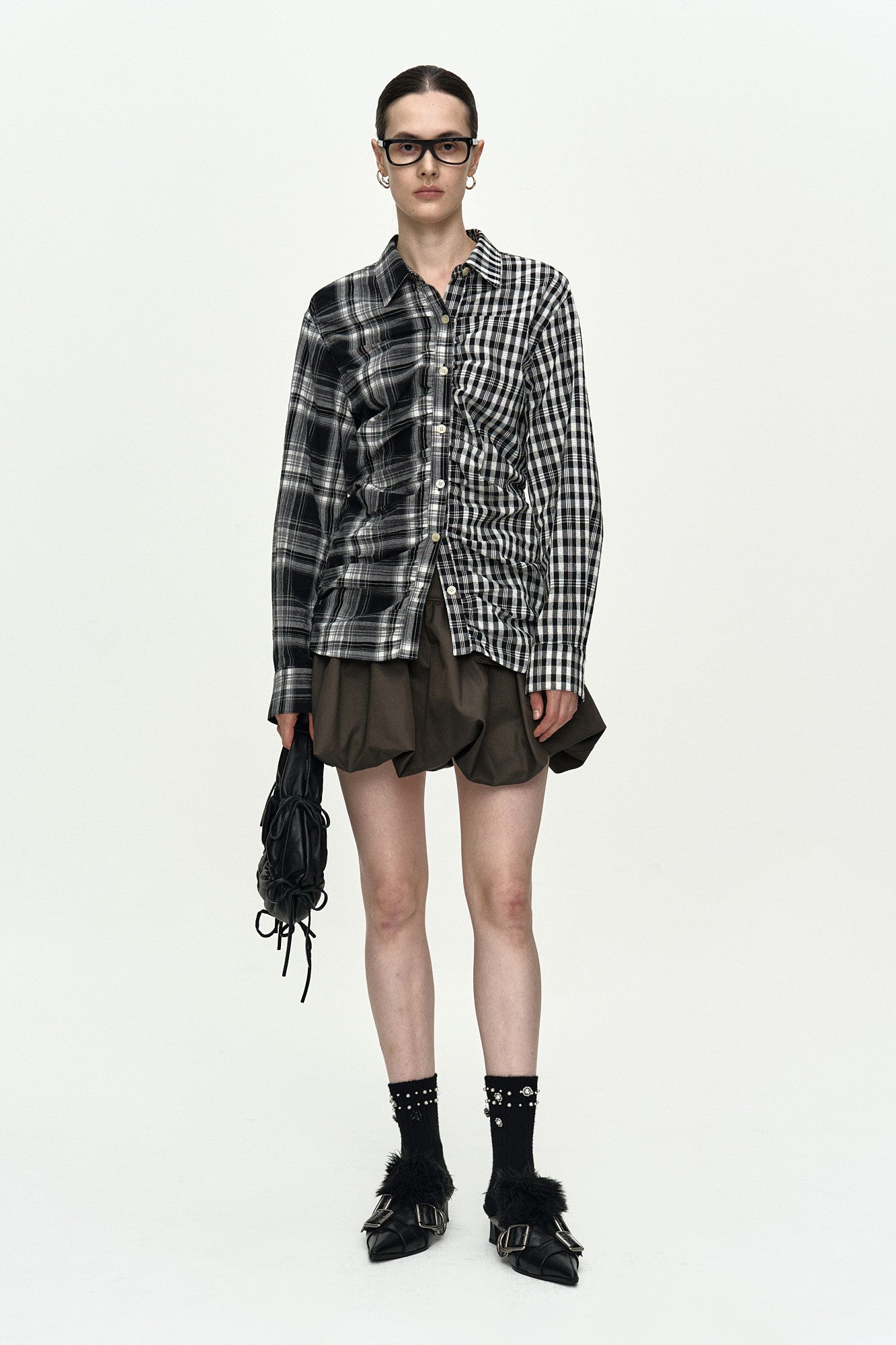 Andersson Bell [Exclusive] Shirred Check Shirt