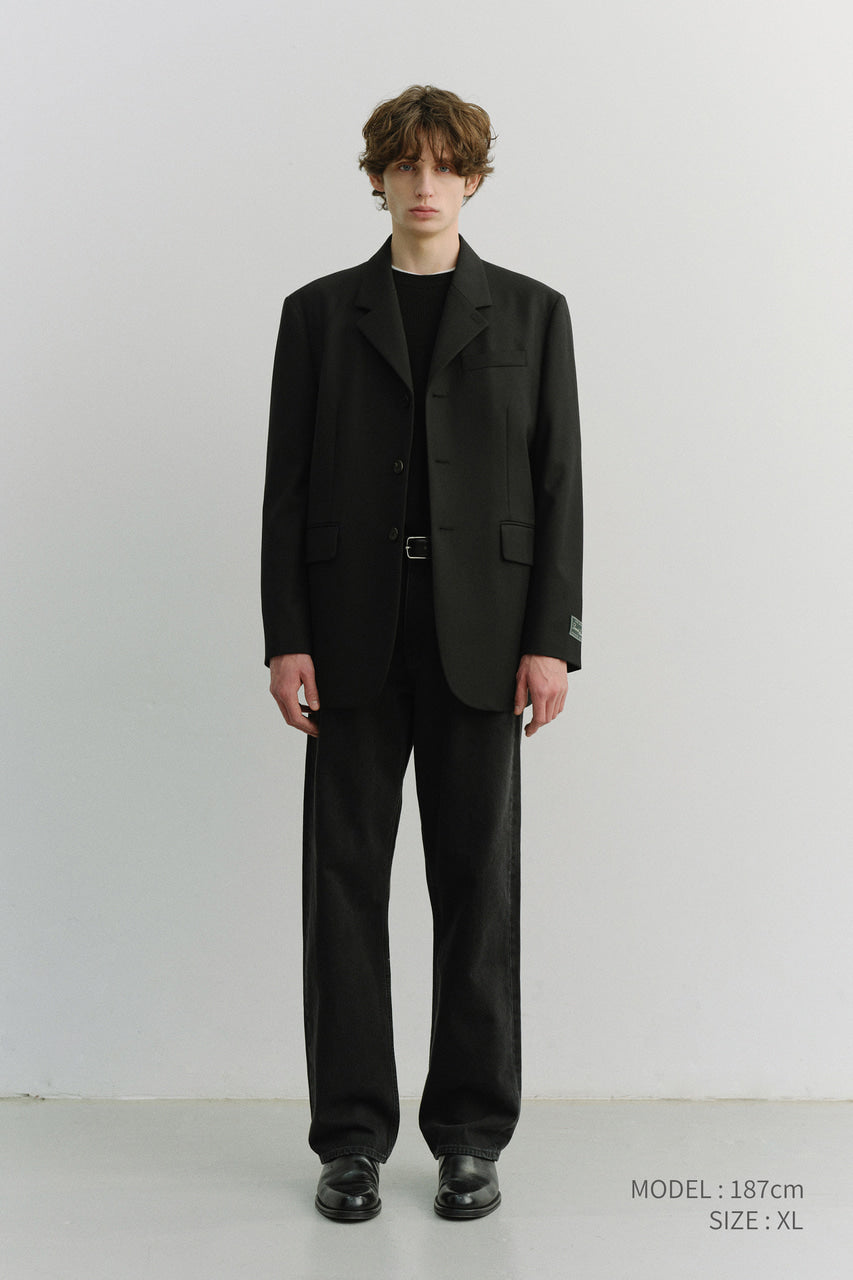 Dunst Unisex 3 Button Wool Blazer Black