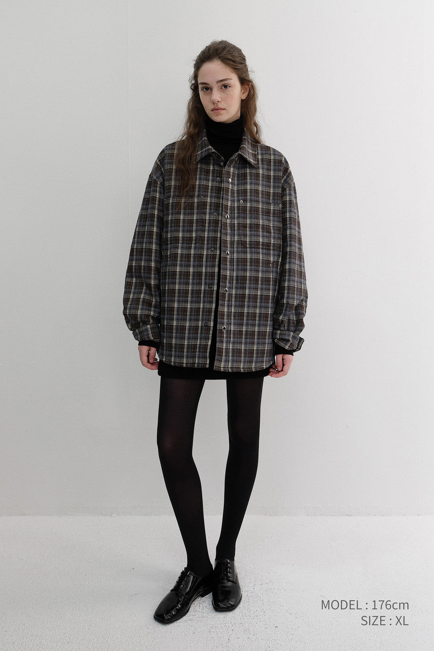 Dunst Unisex Quilted Flannel Shirt Brown Check