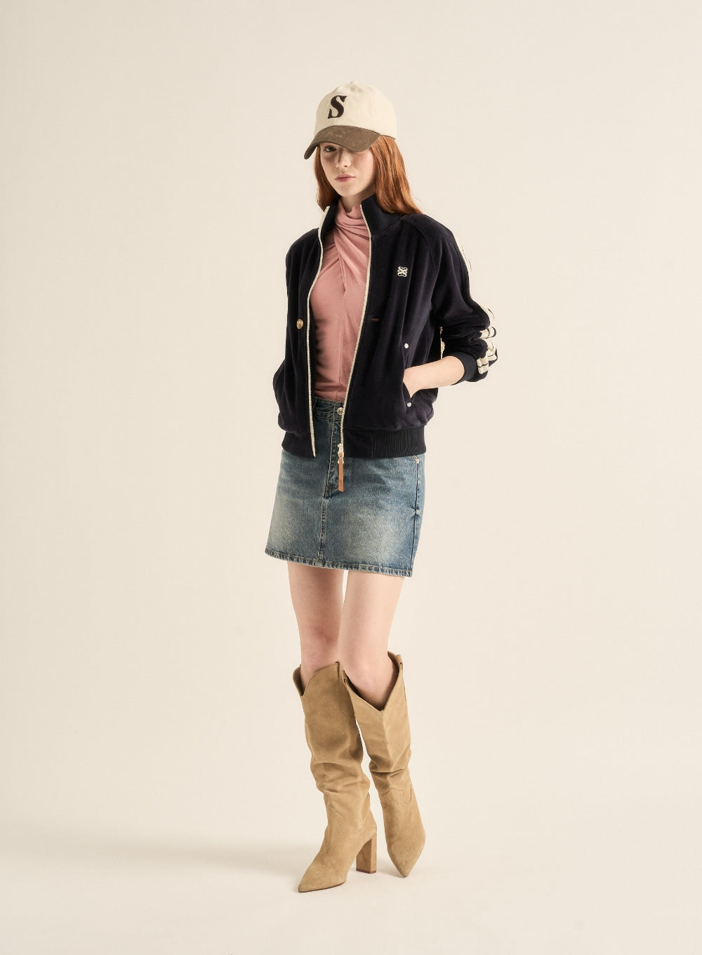 [satur] Vintage Mix Casual Ball Cap - Cream Brown