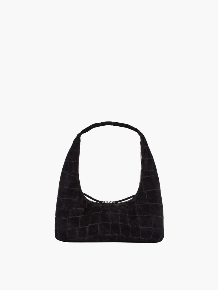Margesherwood Hobo Shoulder black croc-effect suede