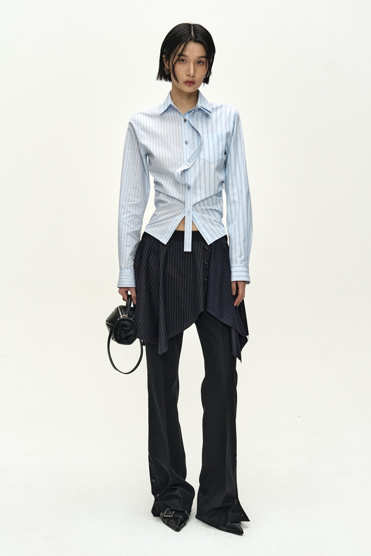 Andersson Bell Asymmetric Wrap Skirt-Layered Bootcut Trousers