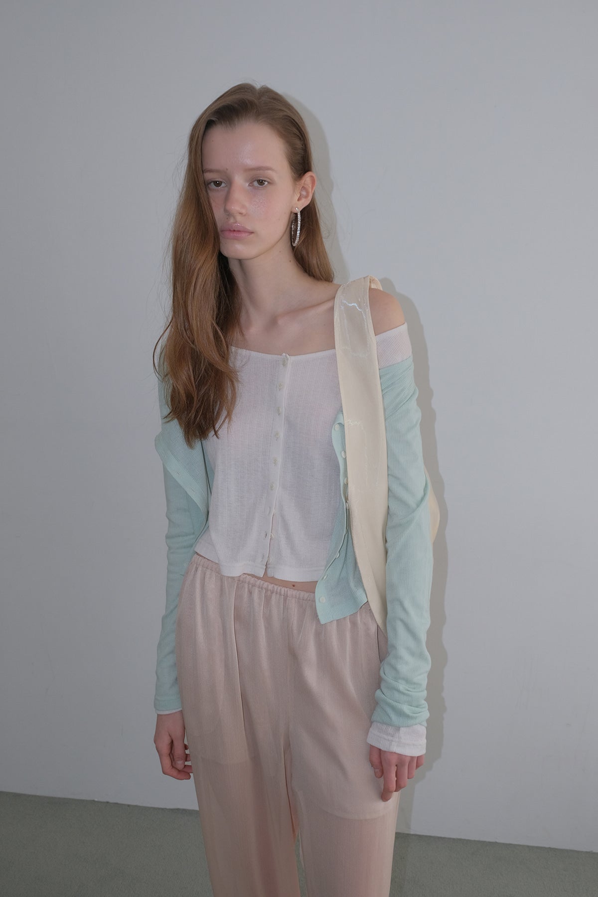 Overdueflair Wide Neck Mini Cardigan Cream