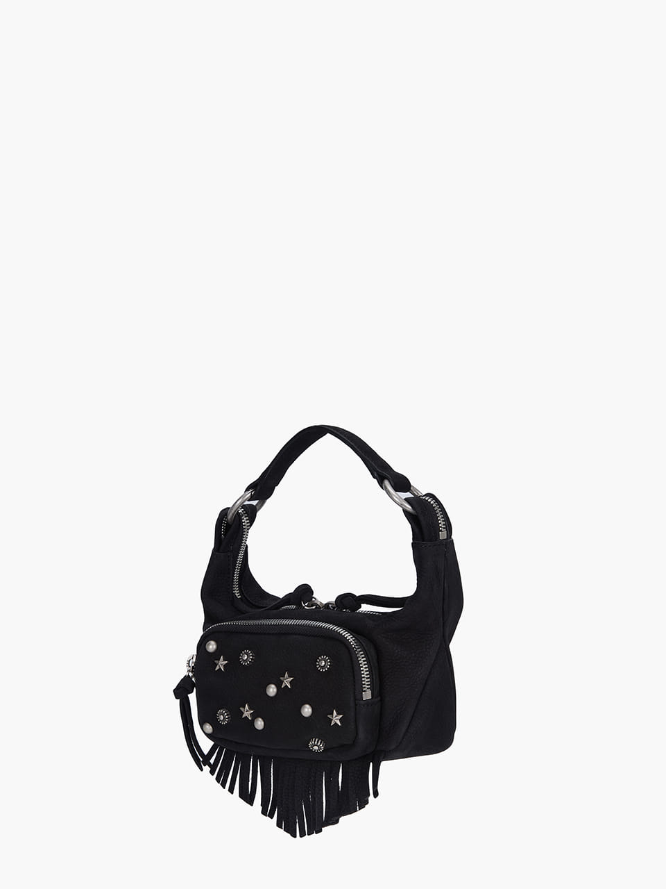 Margesherwood City Hobo Micro black studded nubuck