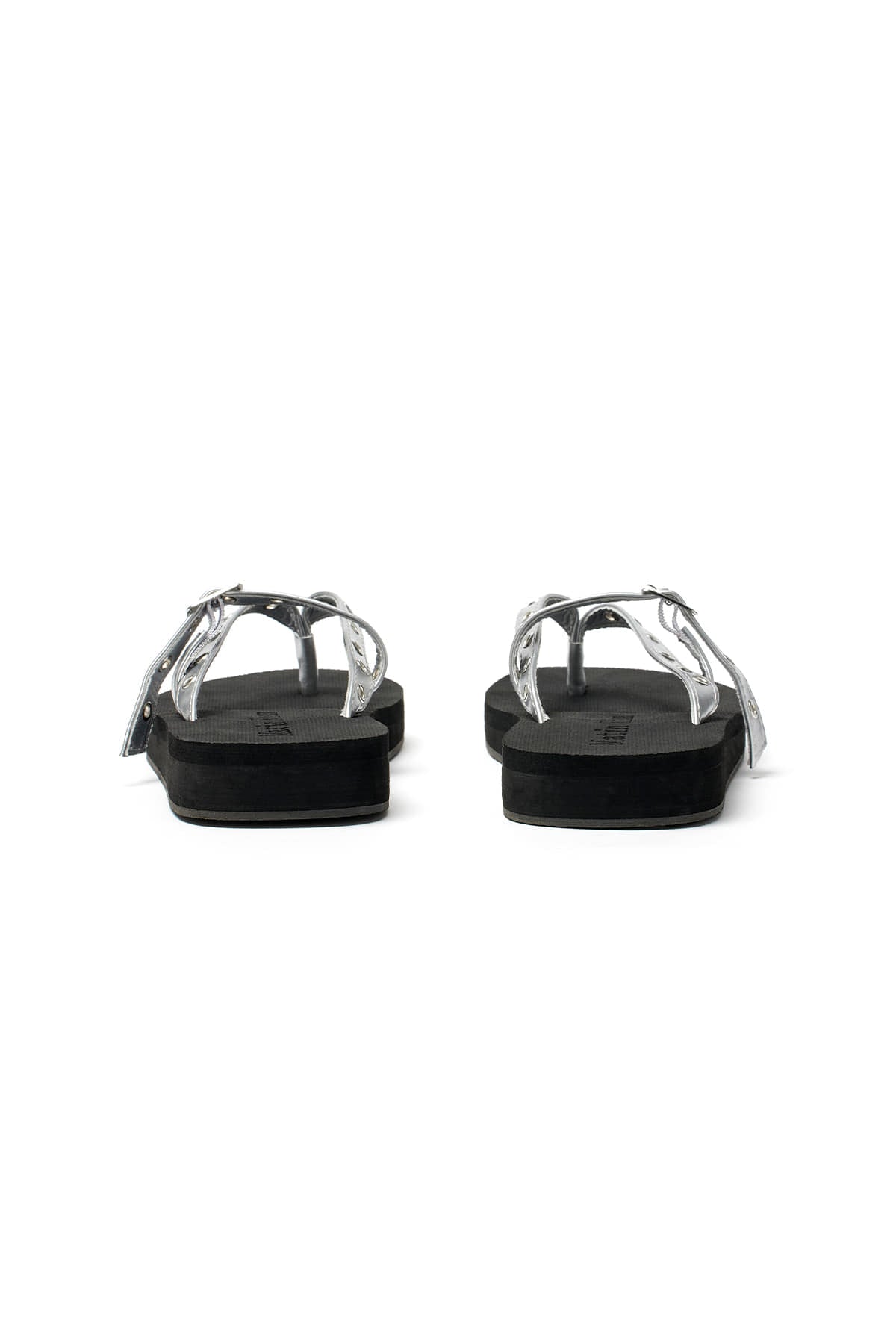 Matinkim Buckle Eyelet Slippers IN Silver
