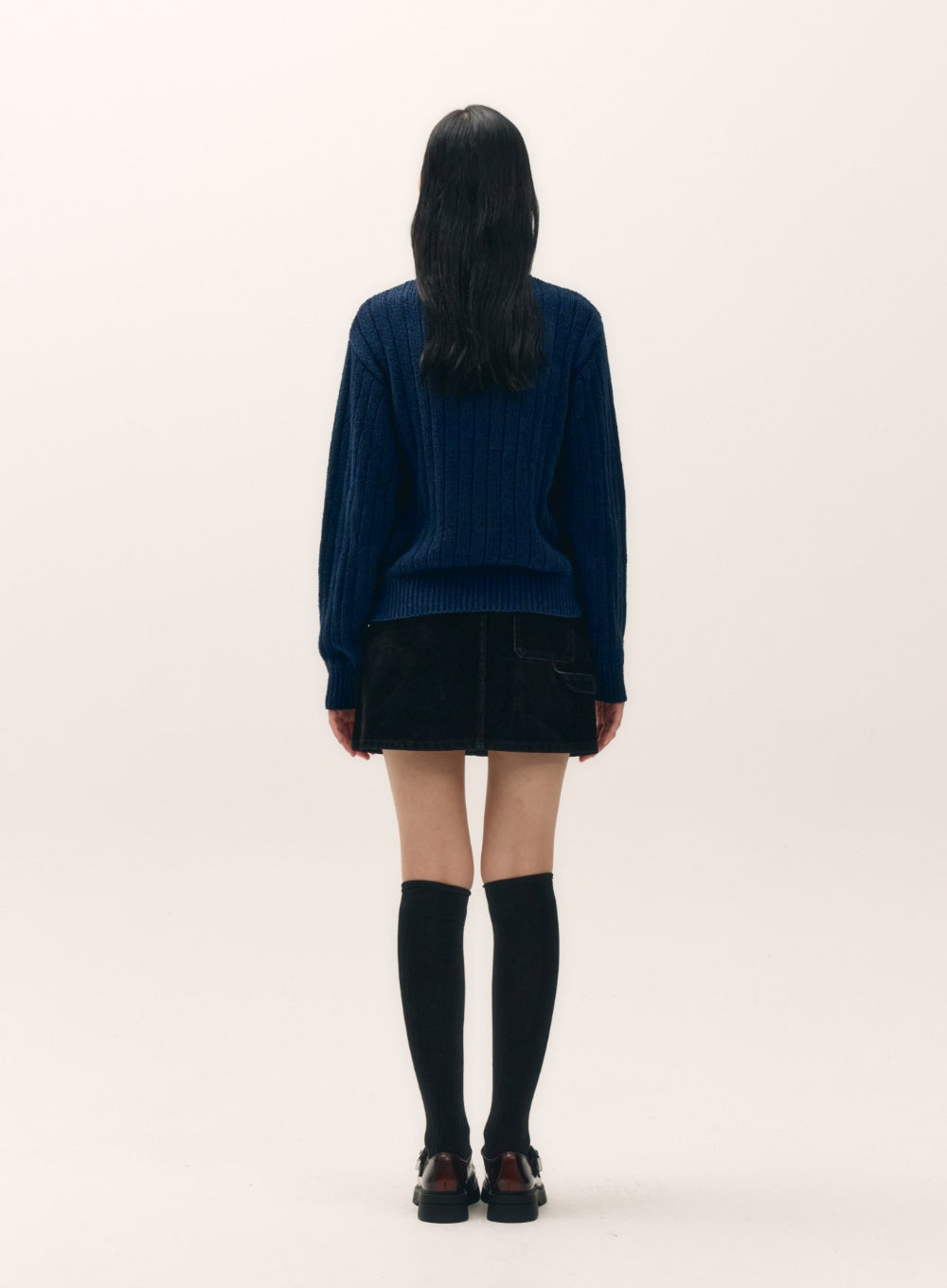 [satur] (W) Faro Over Size Boucle Cardigan - Navy Peony