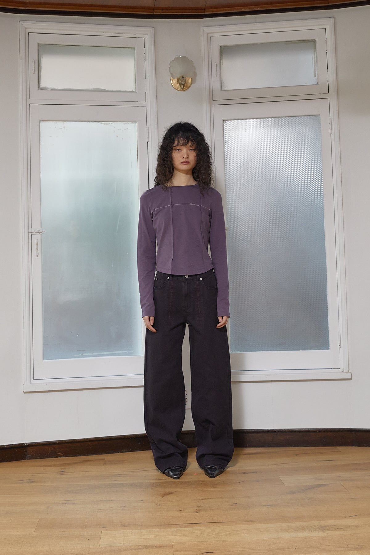 Matinkim Tuck Detail Small Logo Top IN Purple