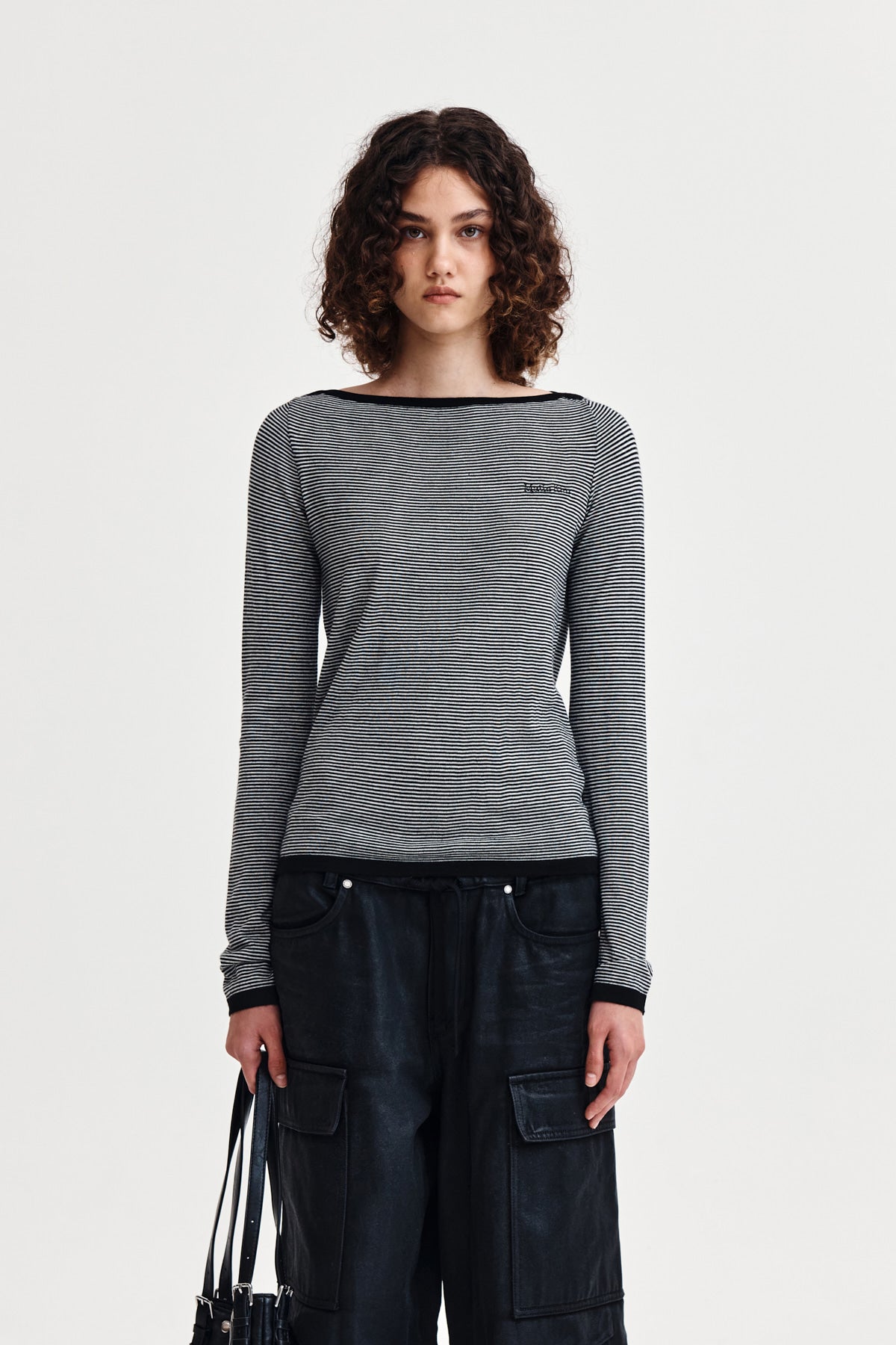 Matinkim Essential Boat Neck Knit Top IN Black