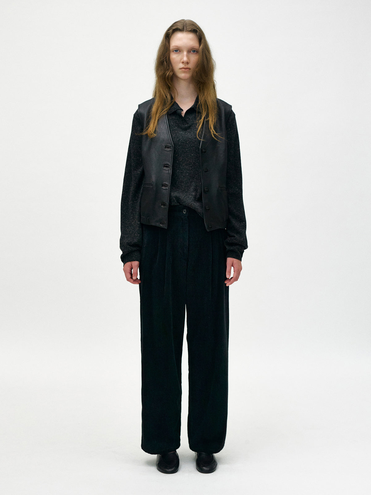 Nothing Written Button-up leather vest (Black) (Pre-order, ships from Oct 30)
