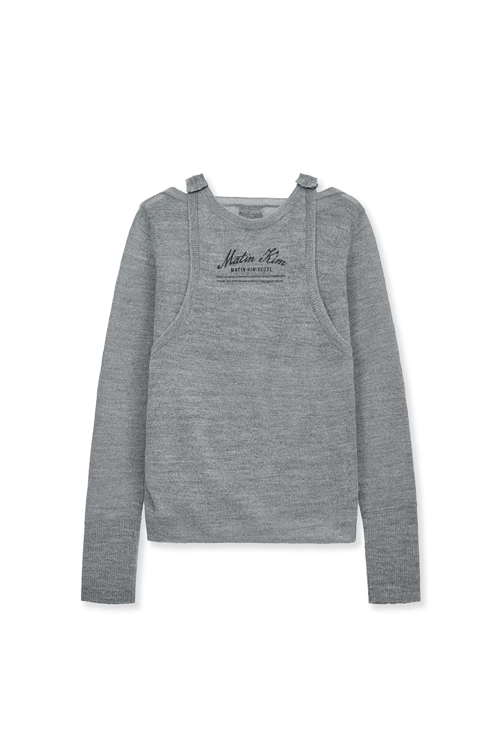 Matinkim Mohair Layered Knit Pullover IN Light Grey