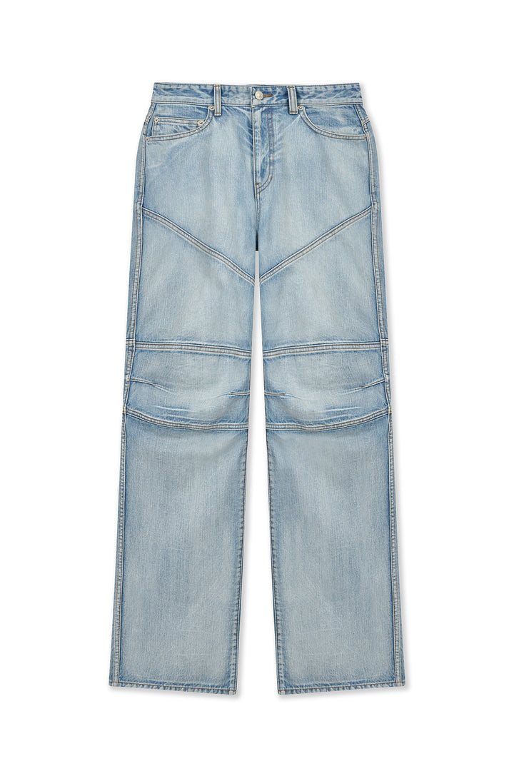 Matinkim Panel Semi Wide Denim Pants IN Light Blue