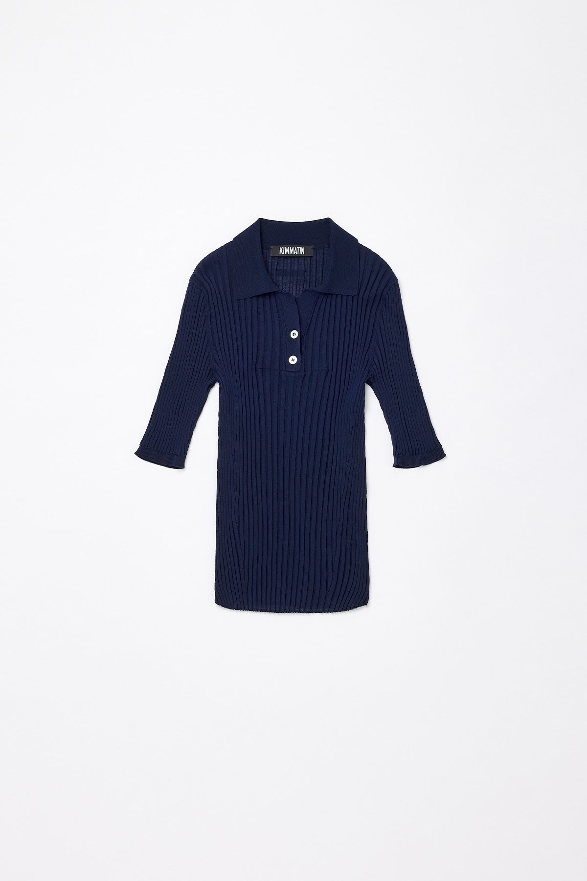 Matinkim See-Through Knit Pique Top IN Navy