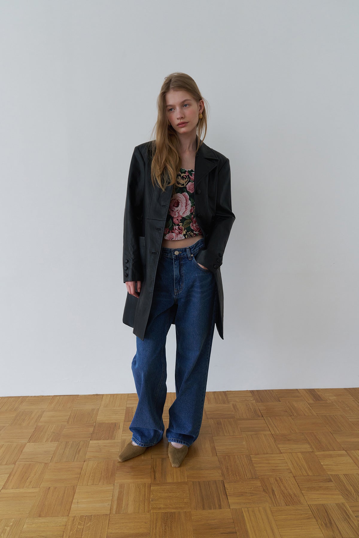 Overdueflair Vintage Tailored Leather Coat Black