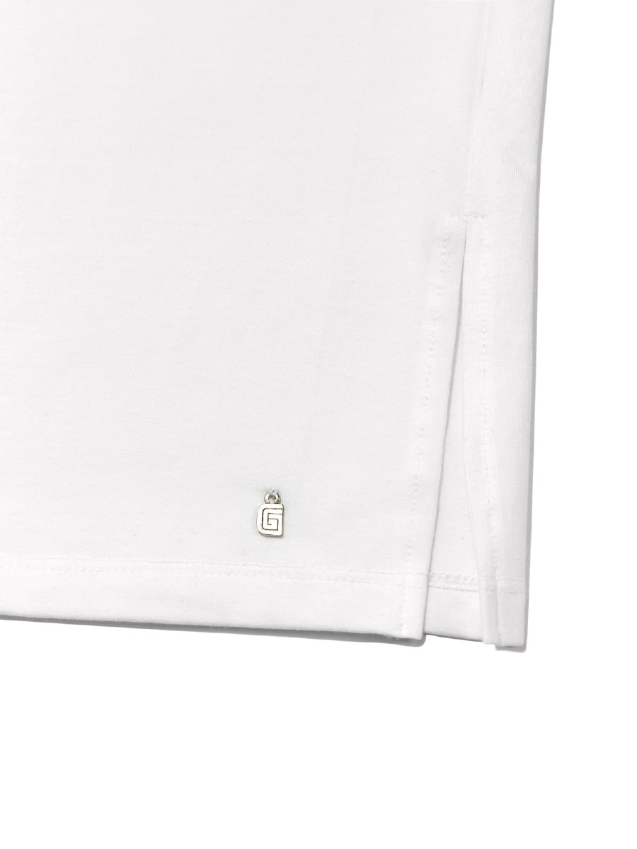 GLOWNY Hill Slit Sleeveless Top (White)