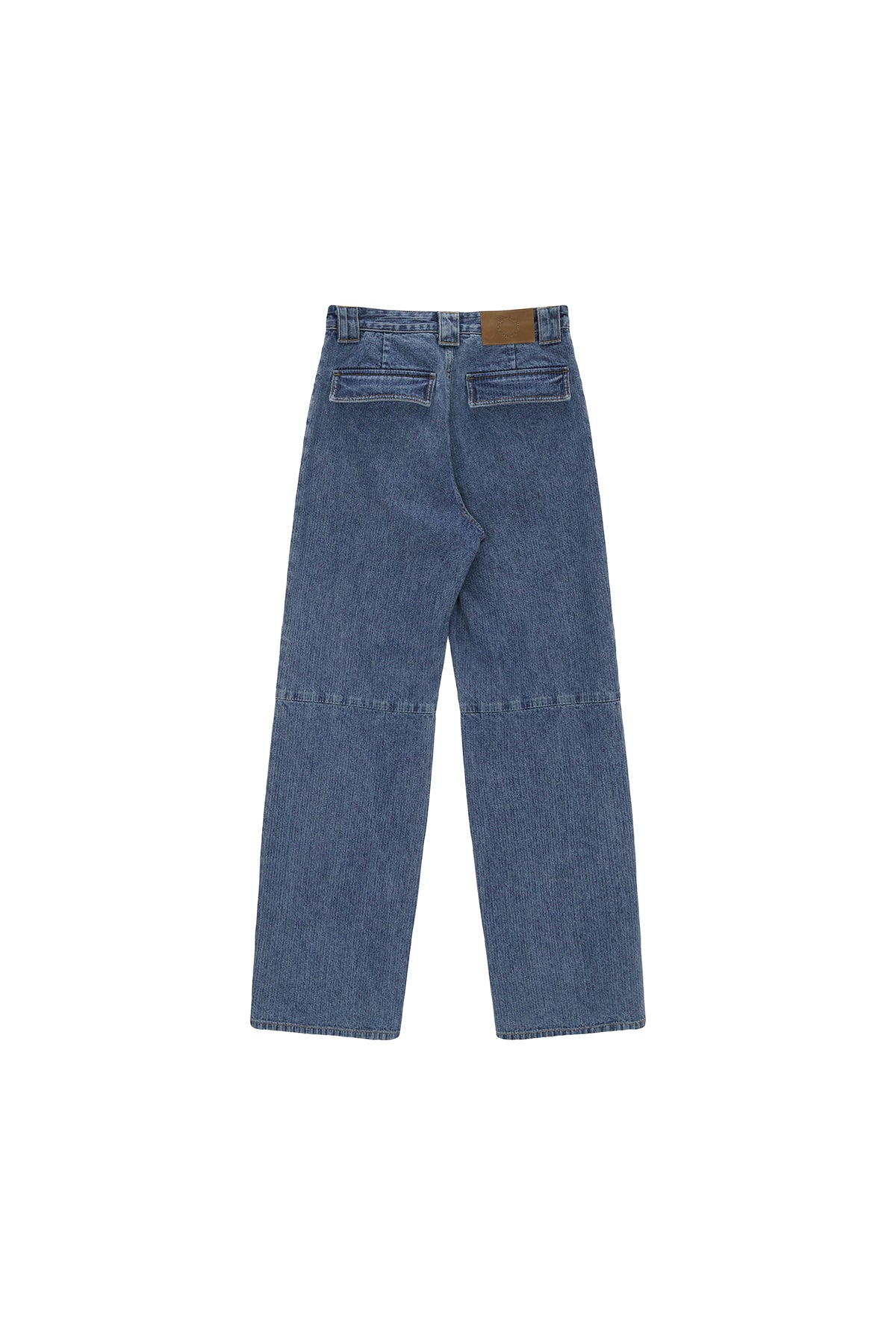 [matinkim] KNEE POINT STRIPE DENIM PANTS IN BLUE