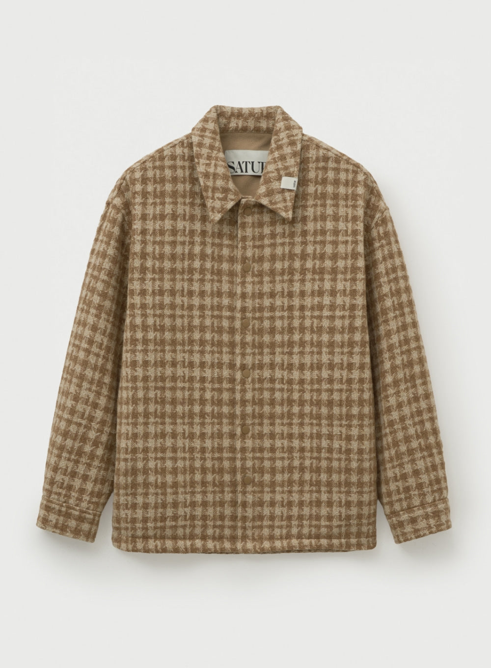 [satur] Check Fleece Shirt Jacket - Brown