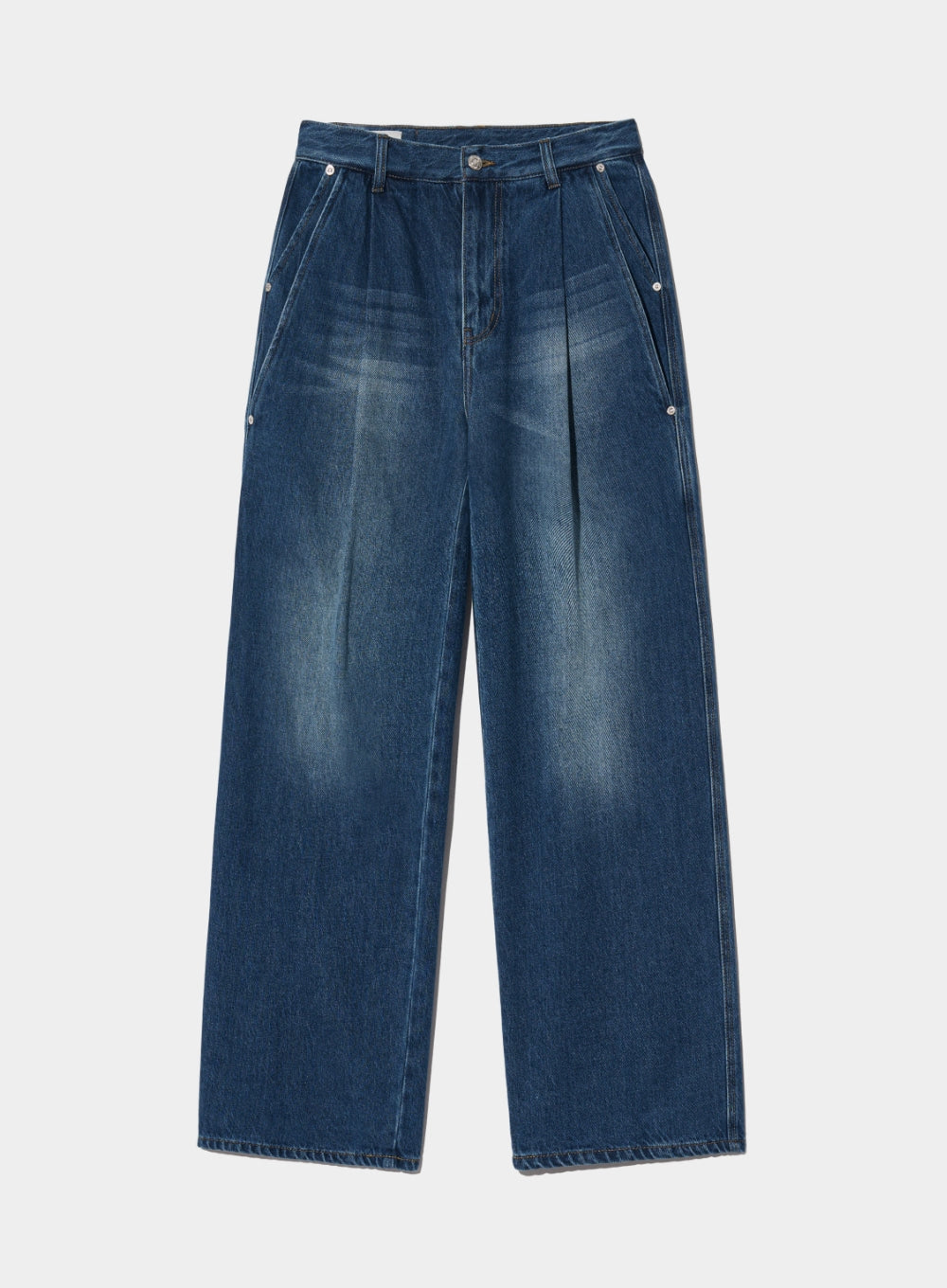 [satur] (W) Vinales Retro One Tuck Denim Pants - Mid Blue