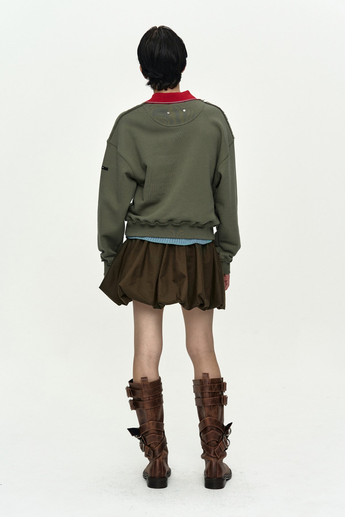 Andersson Bell (Essential) Studded Argyle Patchwork Sweatshirt Olive)