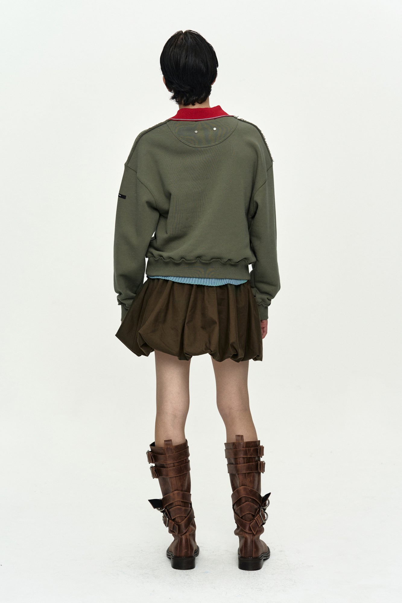 Andersson Bell (Essential) Studded Argyle Patchwork Sweatshirt Olive)