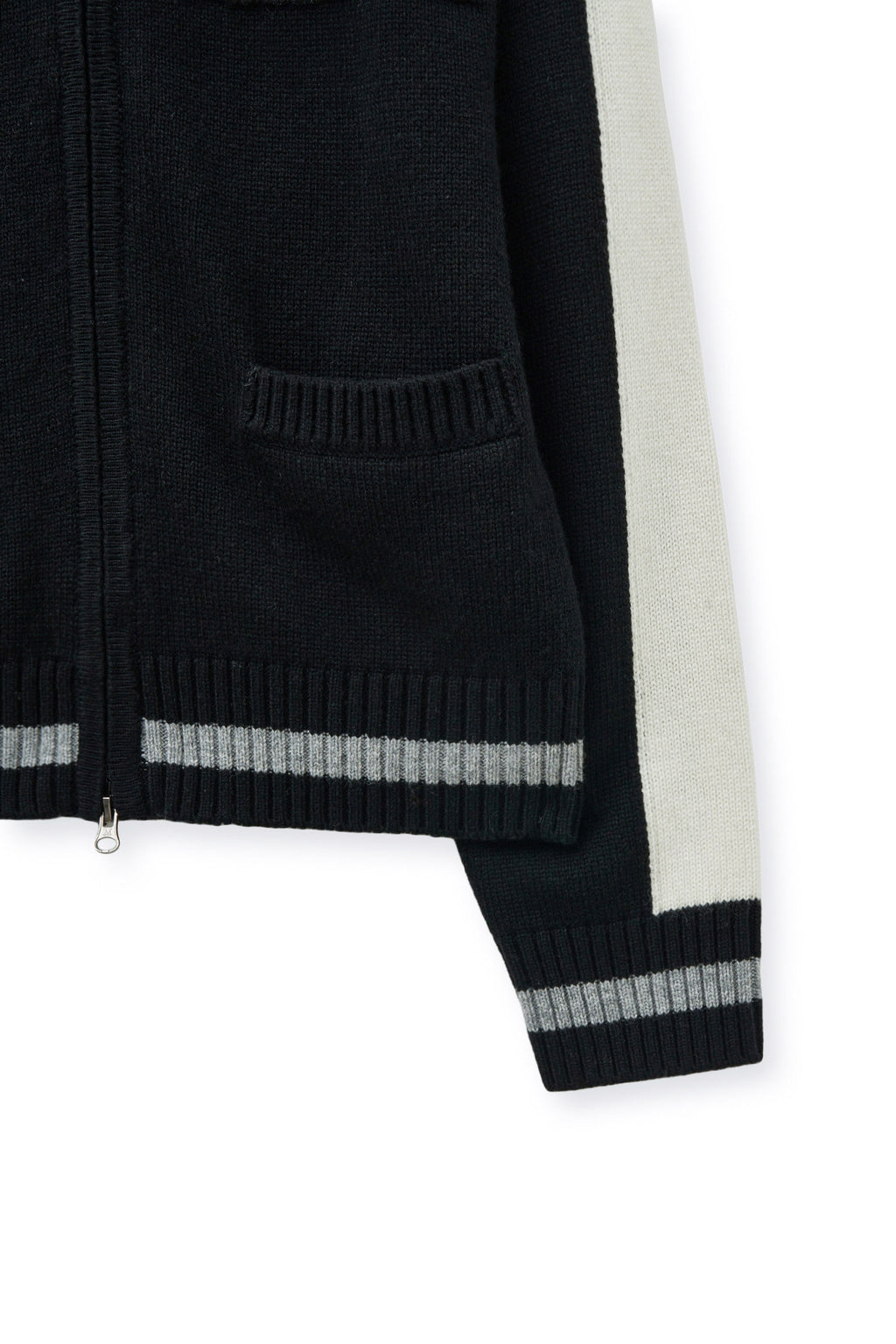 [matinkim] MATIN KIM INITIAL KNIT ZIP UP FOR WOMEN IN BLACK