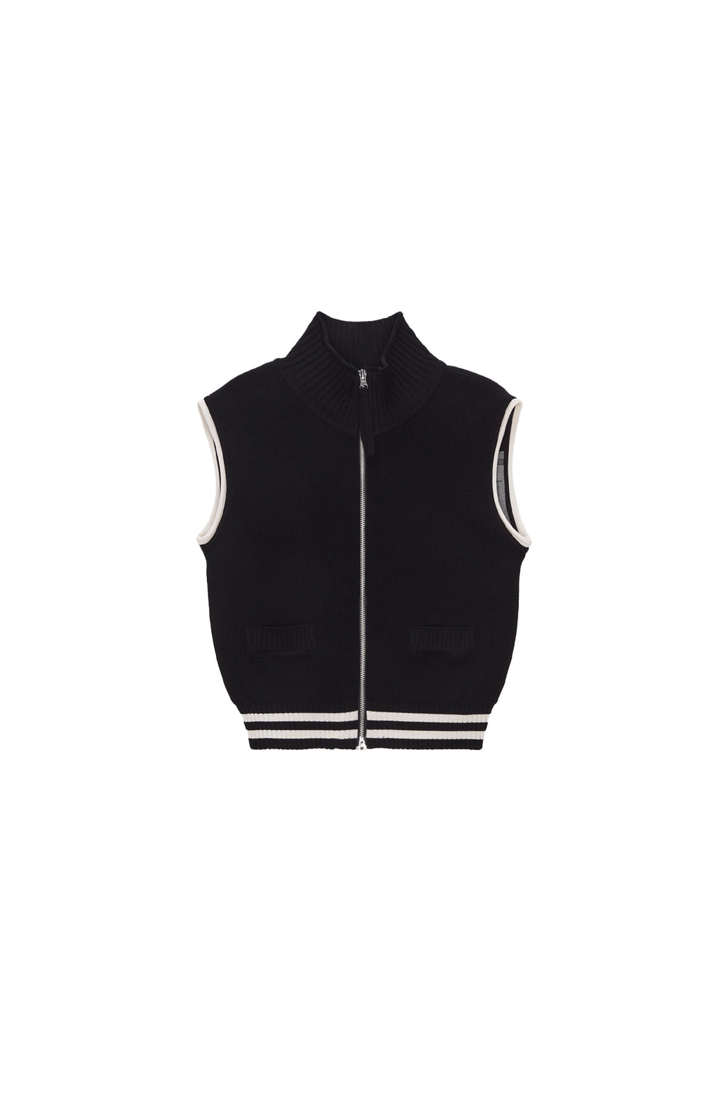 [matinkim] SPELL POINT STRIPE KNIT VEST IN BLACK