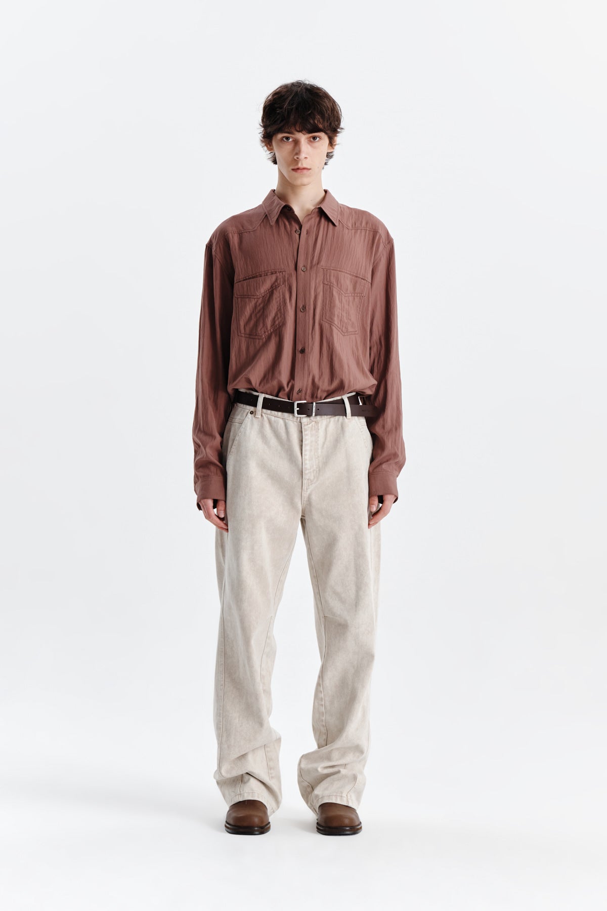 Matinkim Side Point Color Denim Pants For Men IN Beige