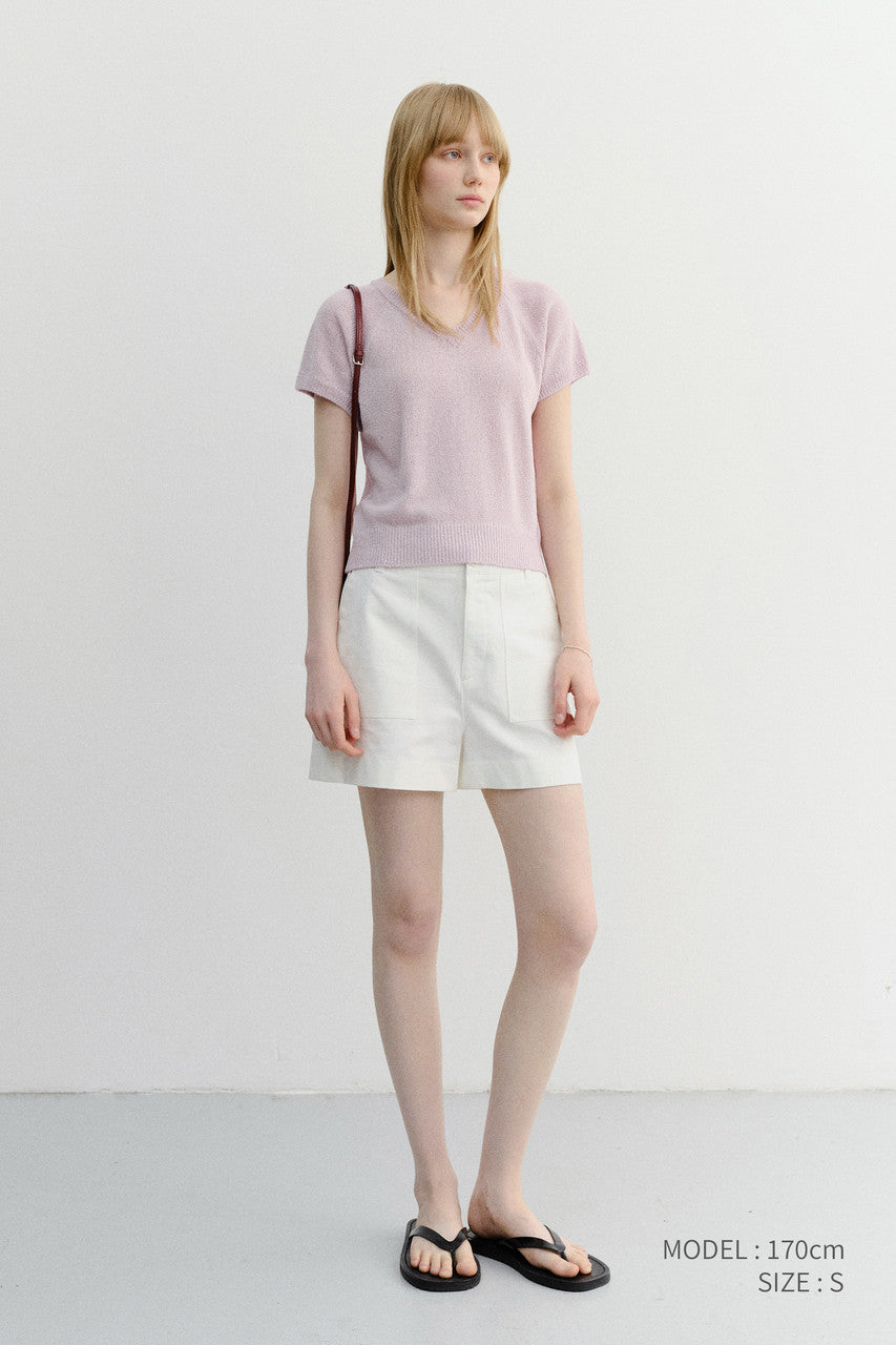 Dunst Summer Linen V-Neck Knit Soft Pink