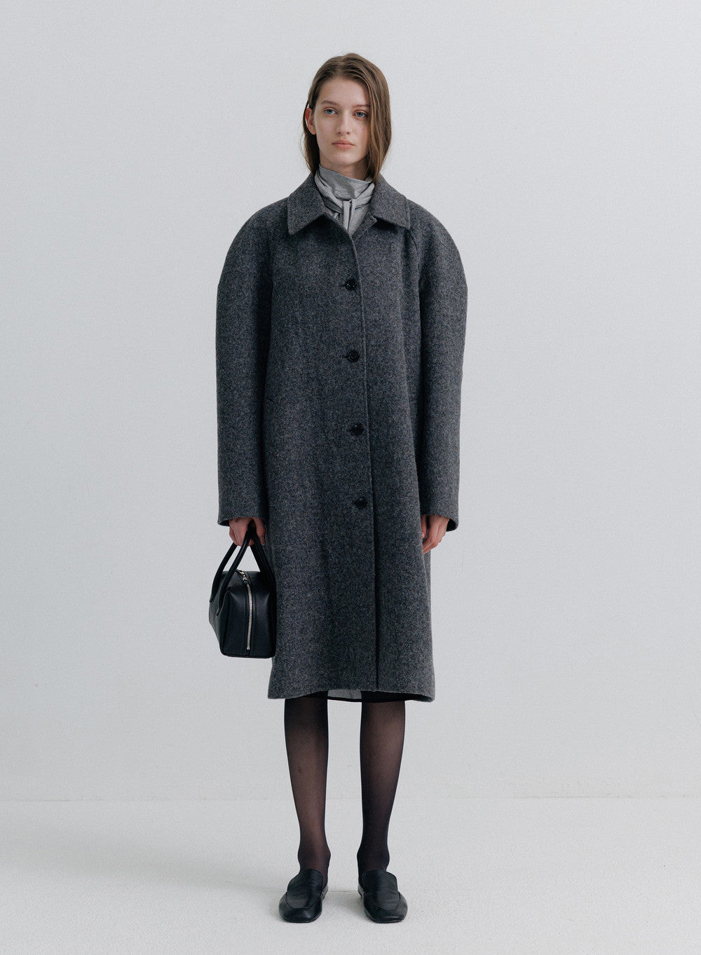 Kindersalmon Liv Pure Wool Coat Charcoal (British Wool Moon)