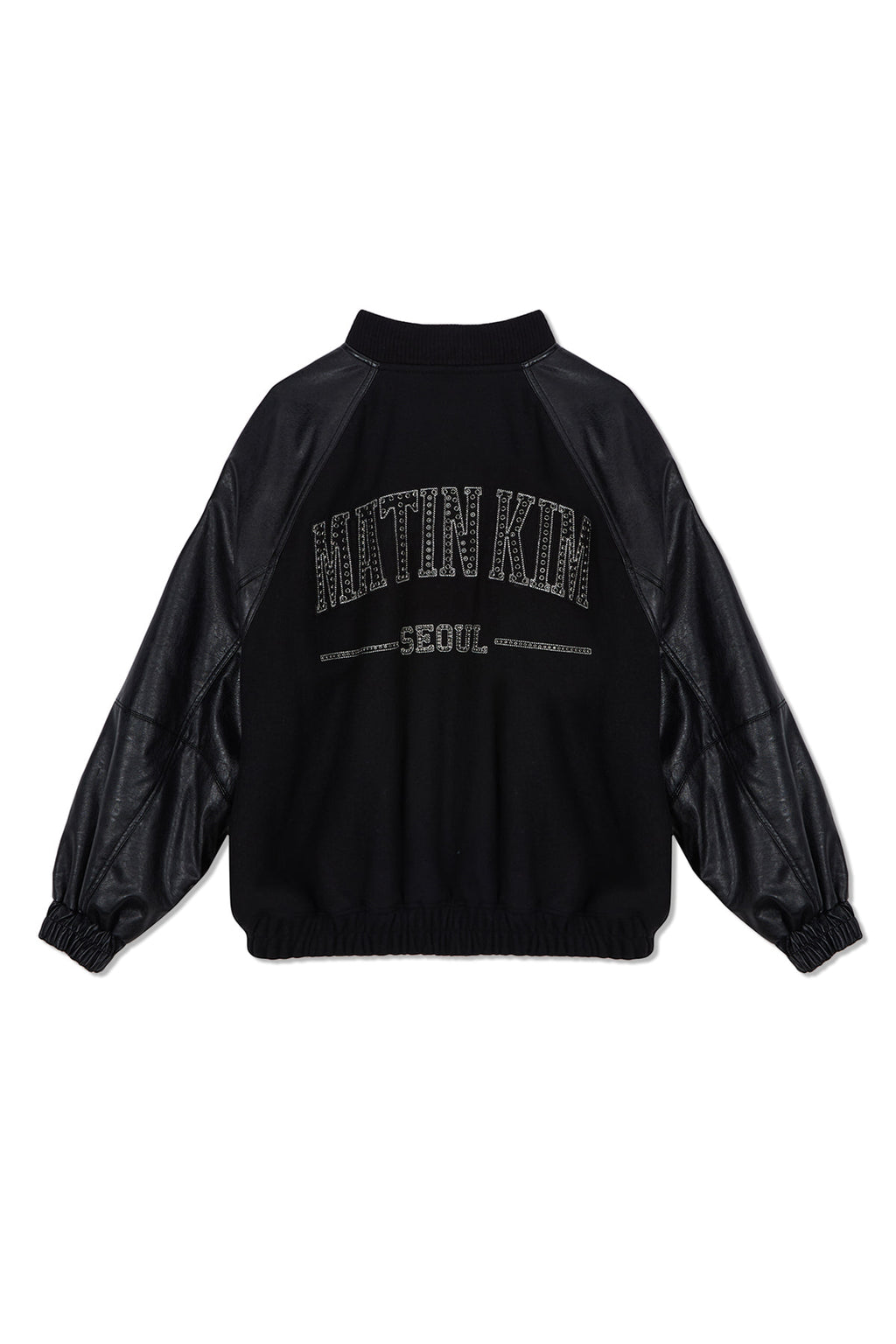 Matinkim Stunning Point Faux Leather Jumper For Women IN Black