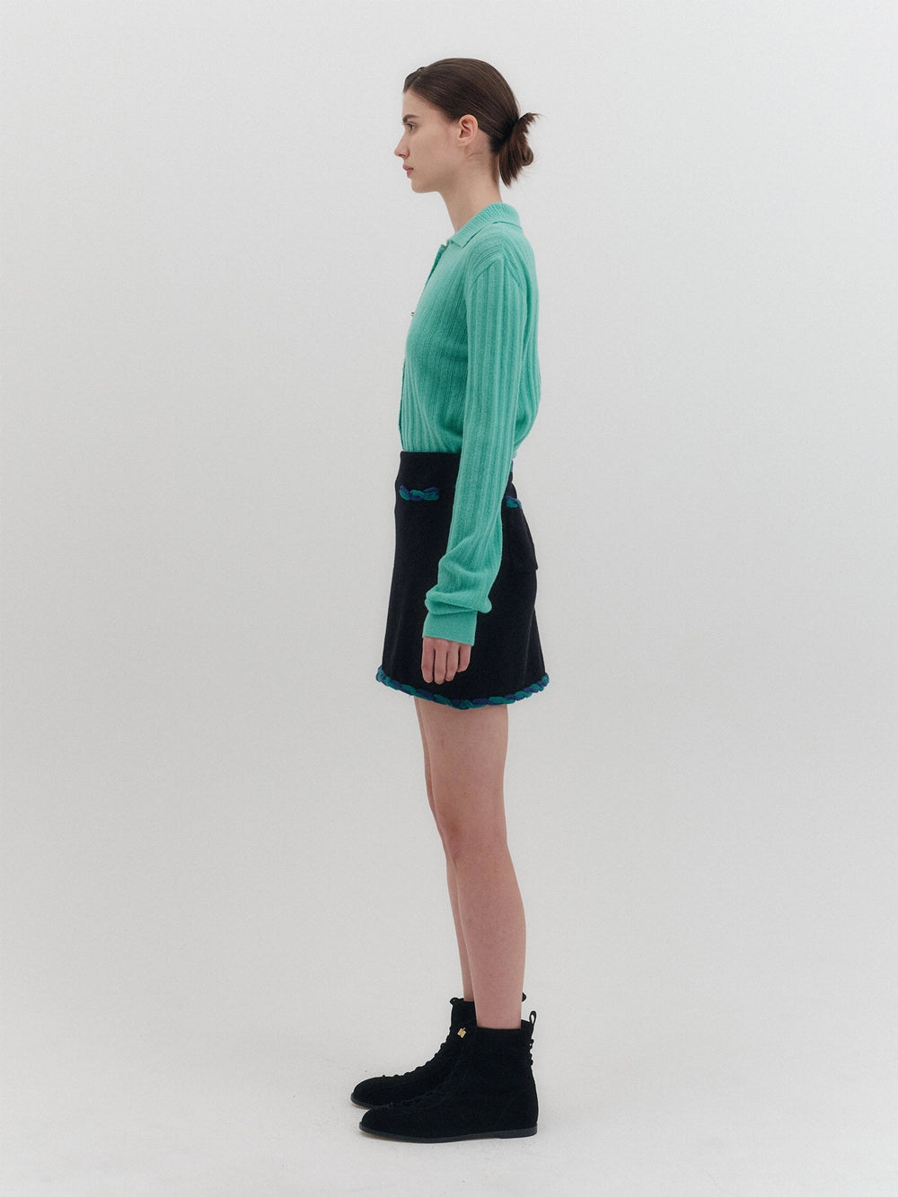 EENK Twist Edge Knitwear Skirt - Black