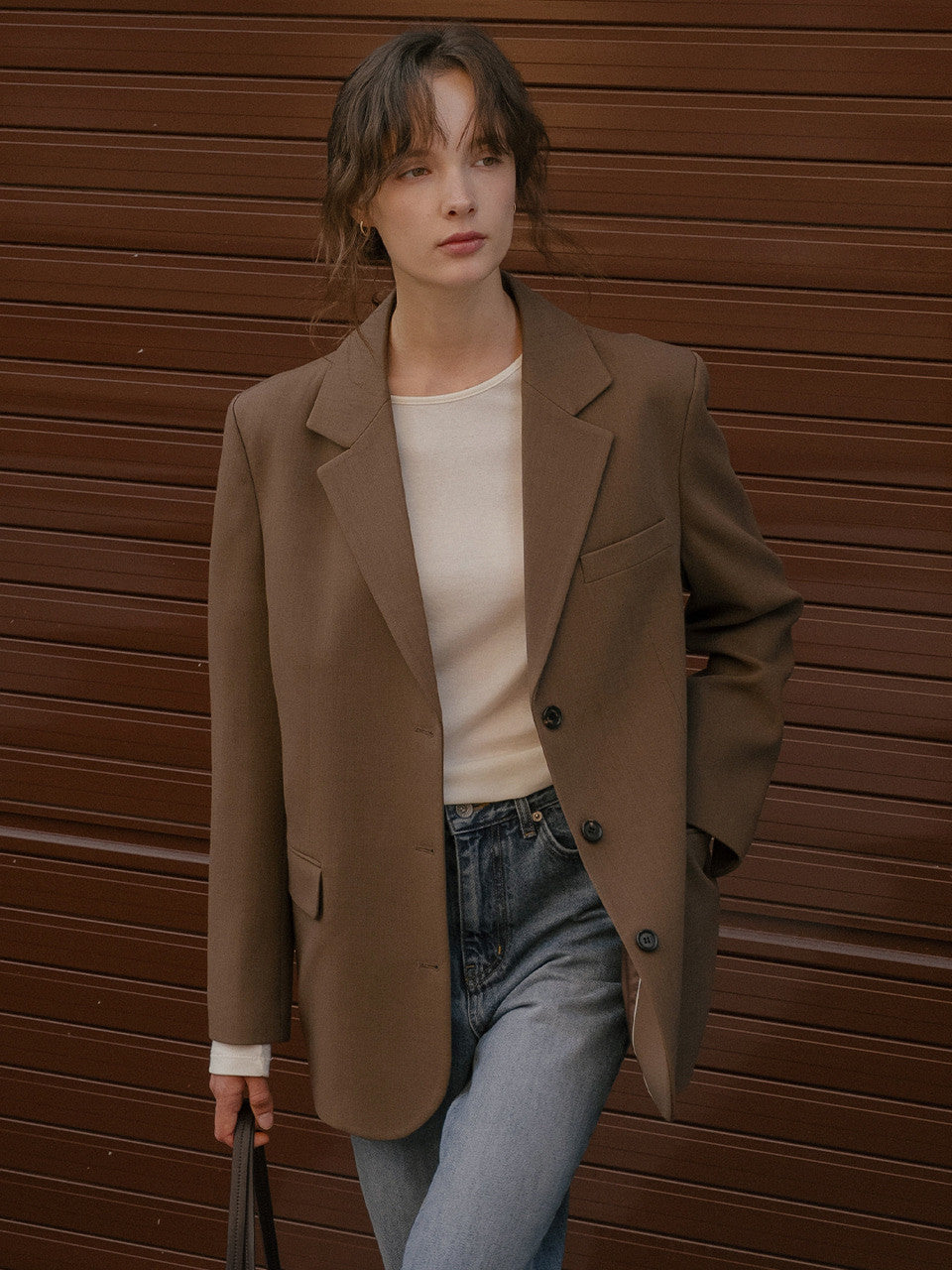 Tillidie Wool blend tailored jacket Brown