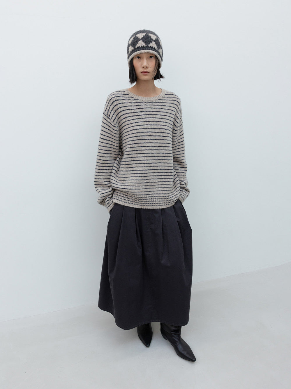 Low Classic Alpaca Blend Stripe Pullover Beige