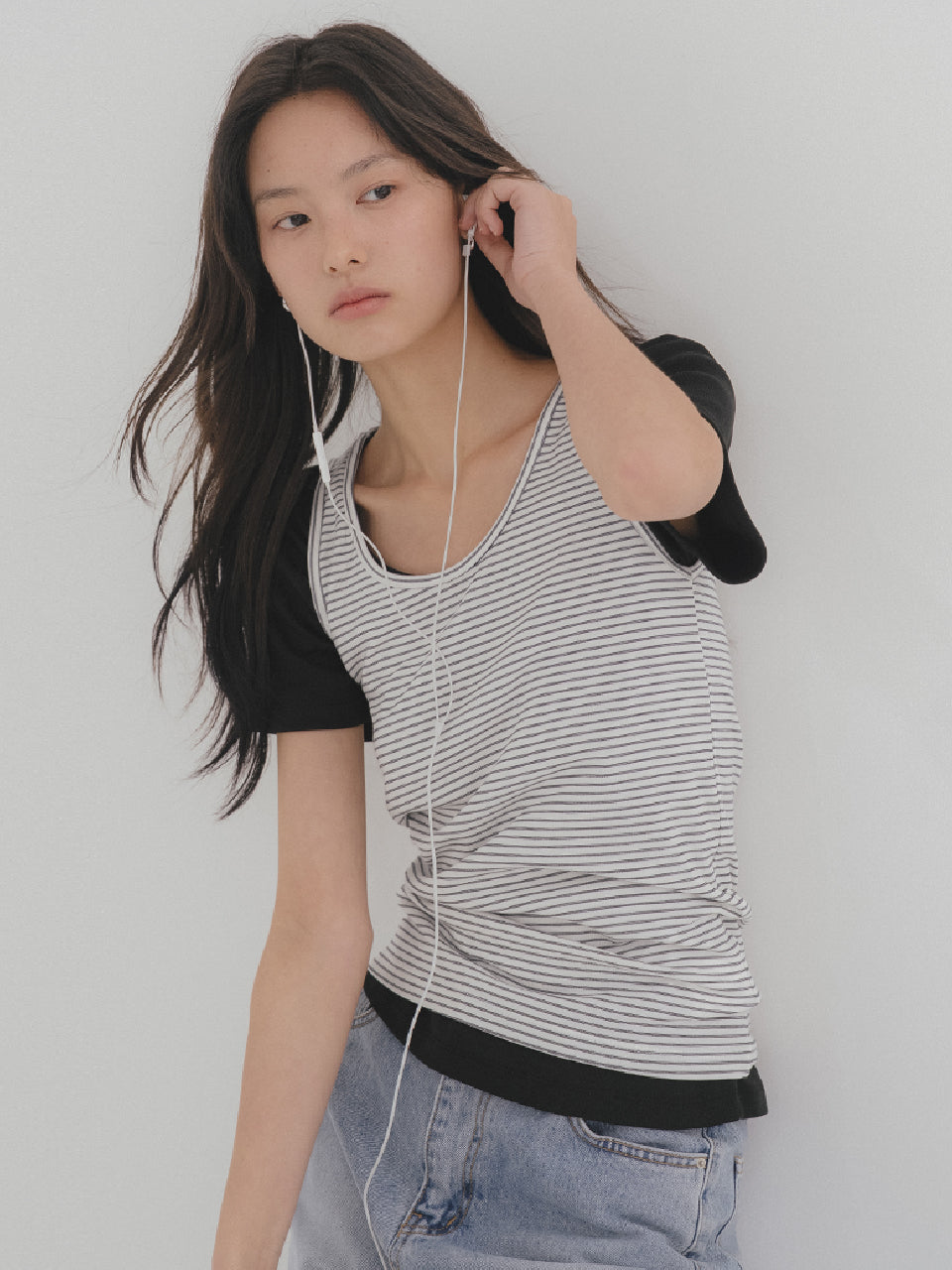 Tillidie Tfl 07 Stripe Sleeveless Ivory&Black