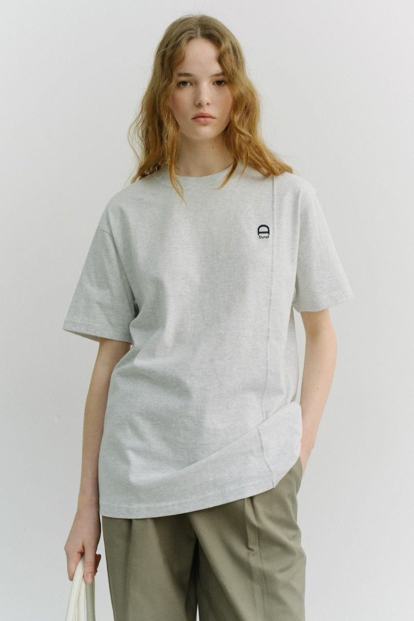 Dunst Unisex Logo Crease T-Shirt Light Melange Grey