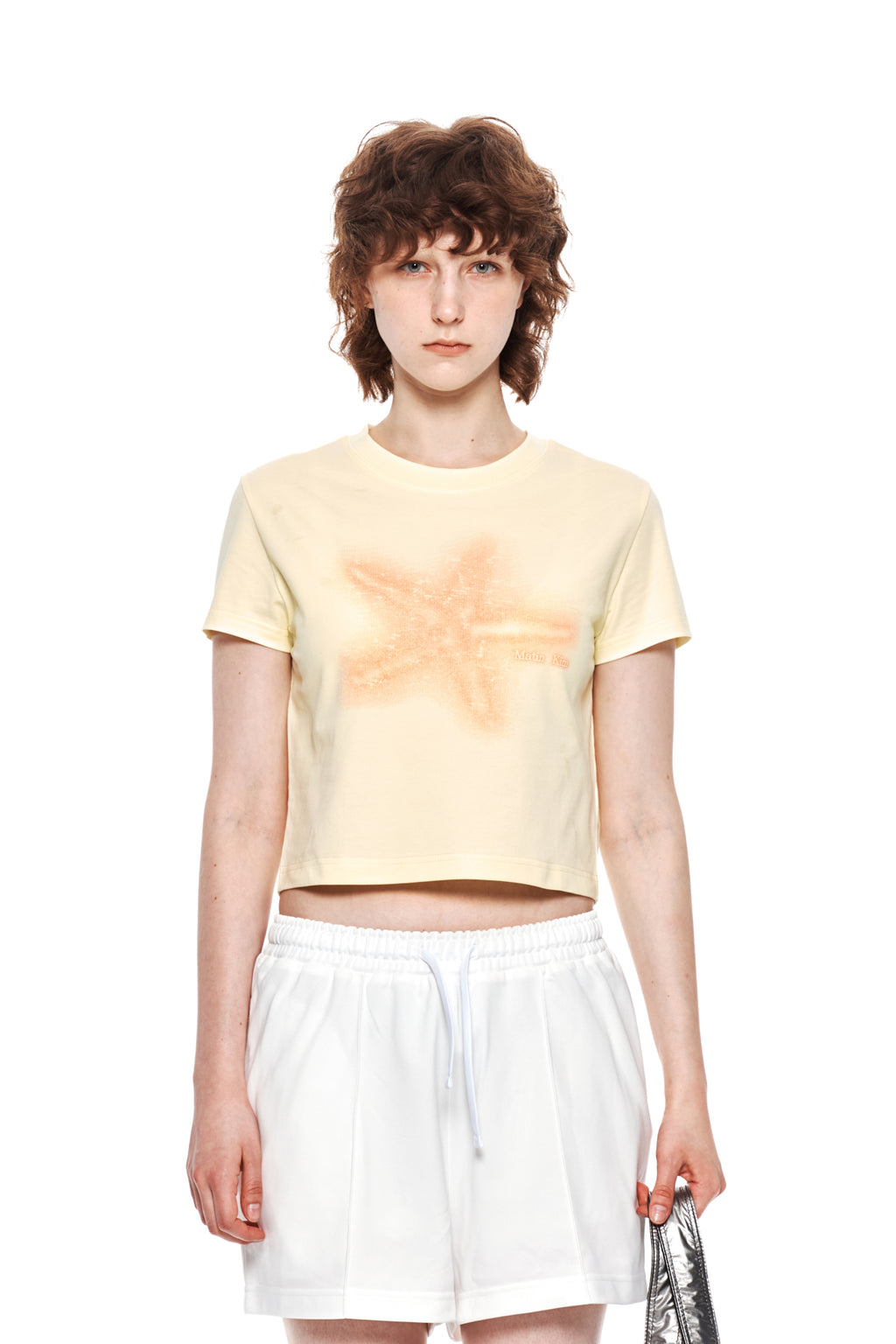 [matinkim] STARFISH GRAPHIC CROP TOP IN LIGHT YELLOW
