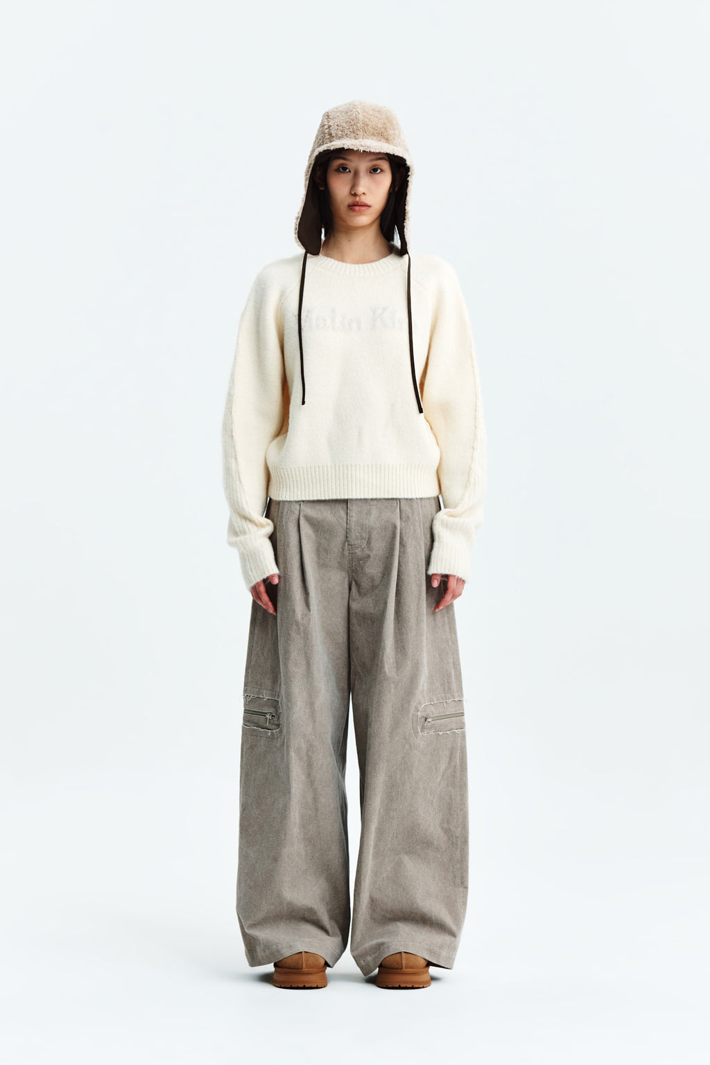 [matinkim] CORDUROY TUCK POINT WIDE PANTS IN BEIGE
