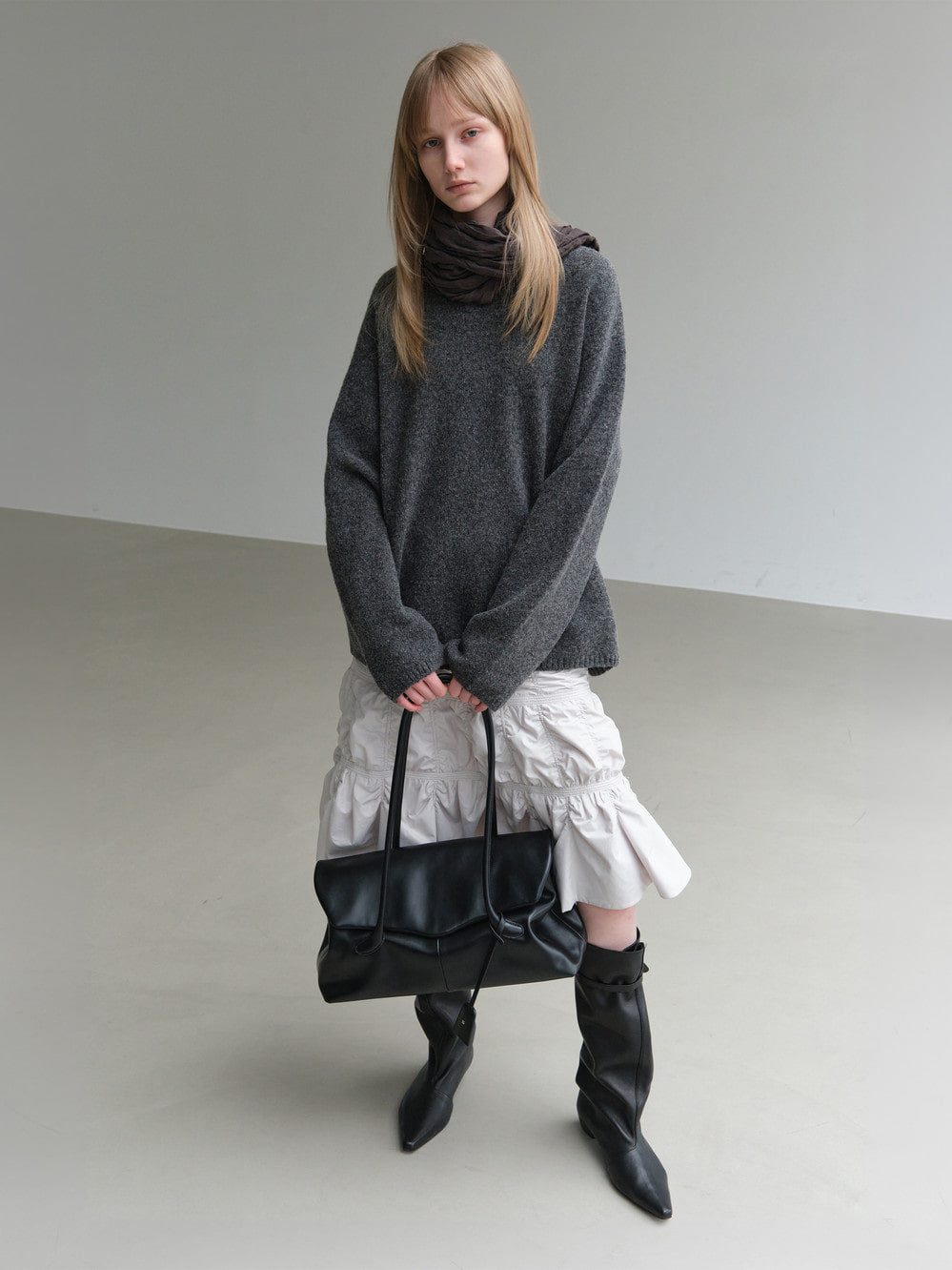 Low Classic Padded Shirring Skirts Greyish Cream