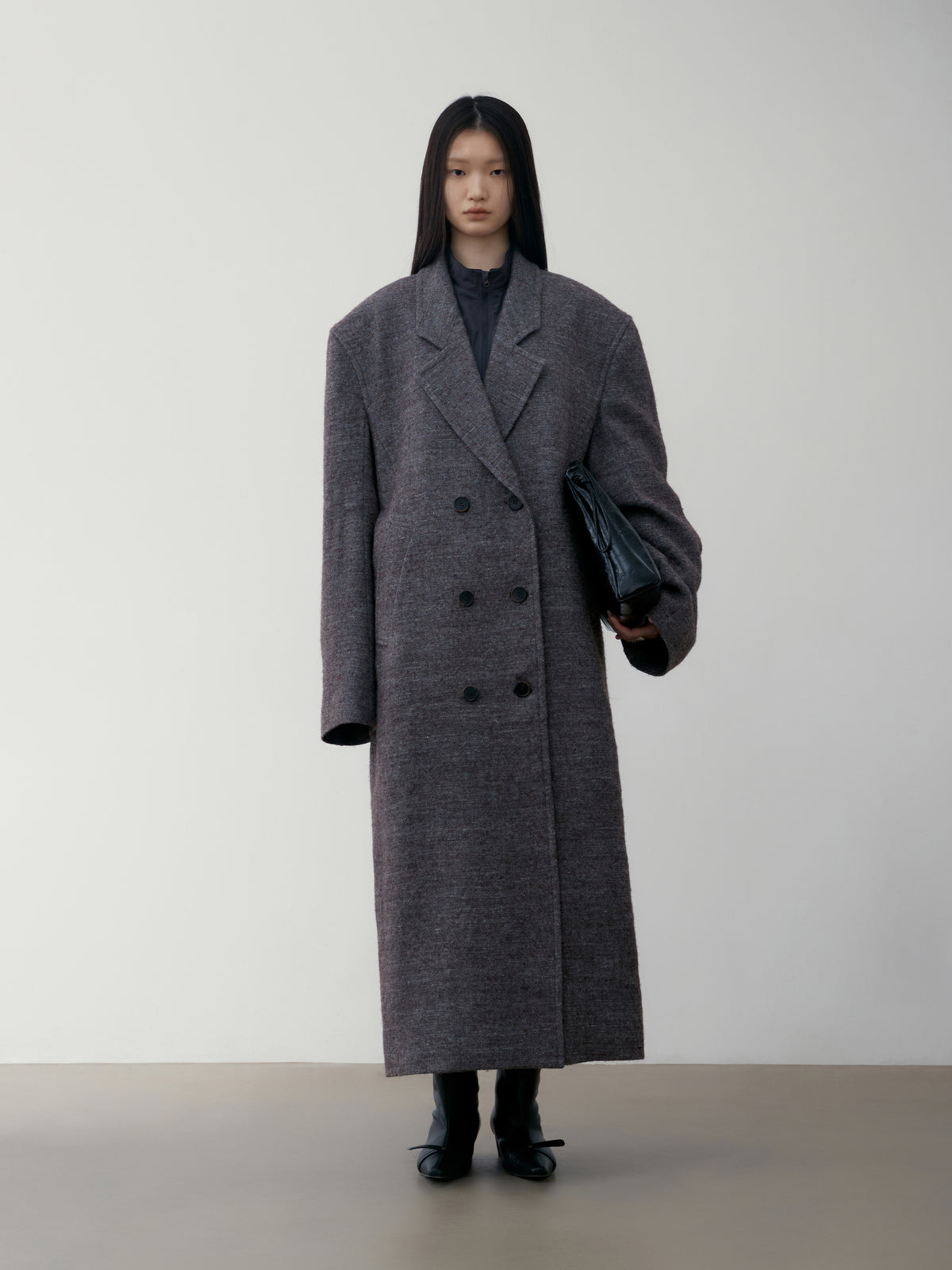 Low Classic Melange Wool Oversized Coat Grey
