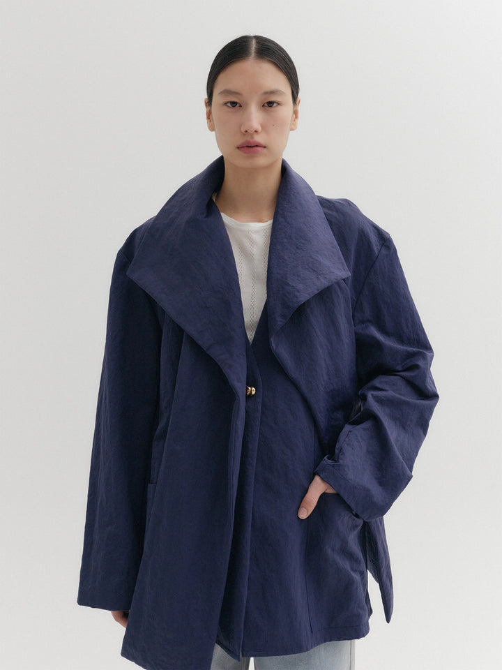 EENK Drape Collar Jacket - Cool Navy