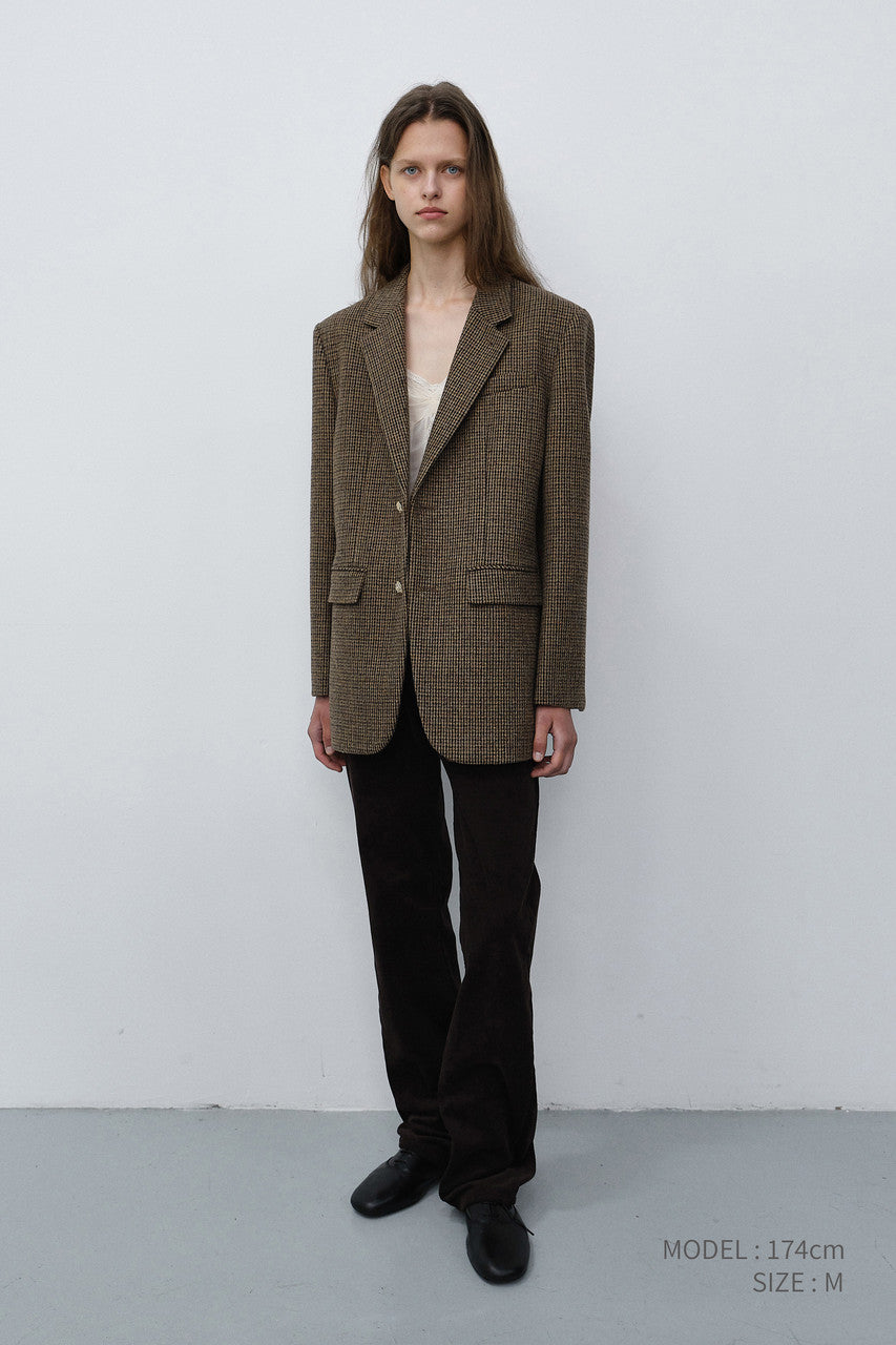 Dunst Unisex Classic 2 Button Wool Blazer Brown Check