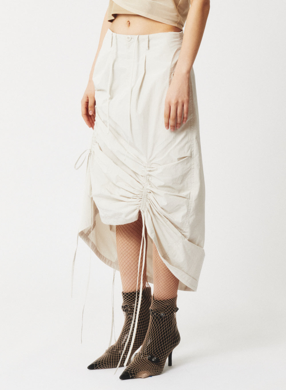 [satur] Celje Draw-String Parachute Skirts - Salt Ivory