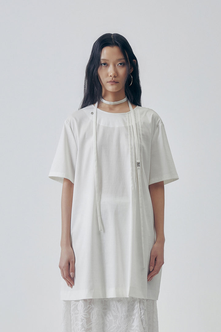 Treemingbird Pleat-Detail Mini Dress White