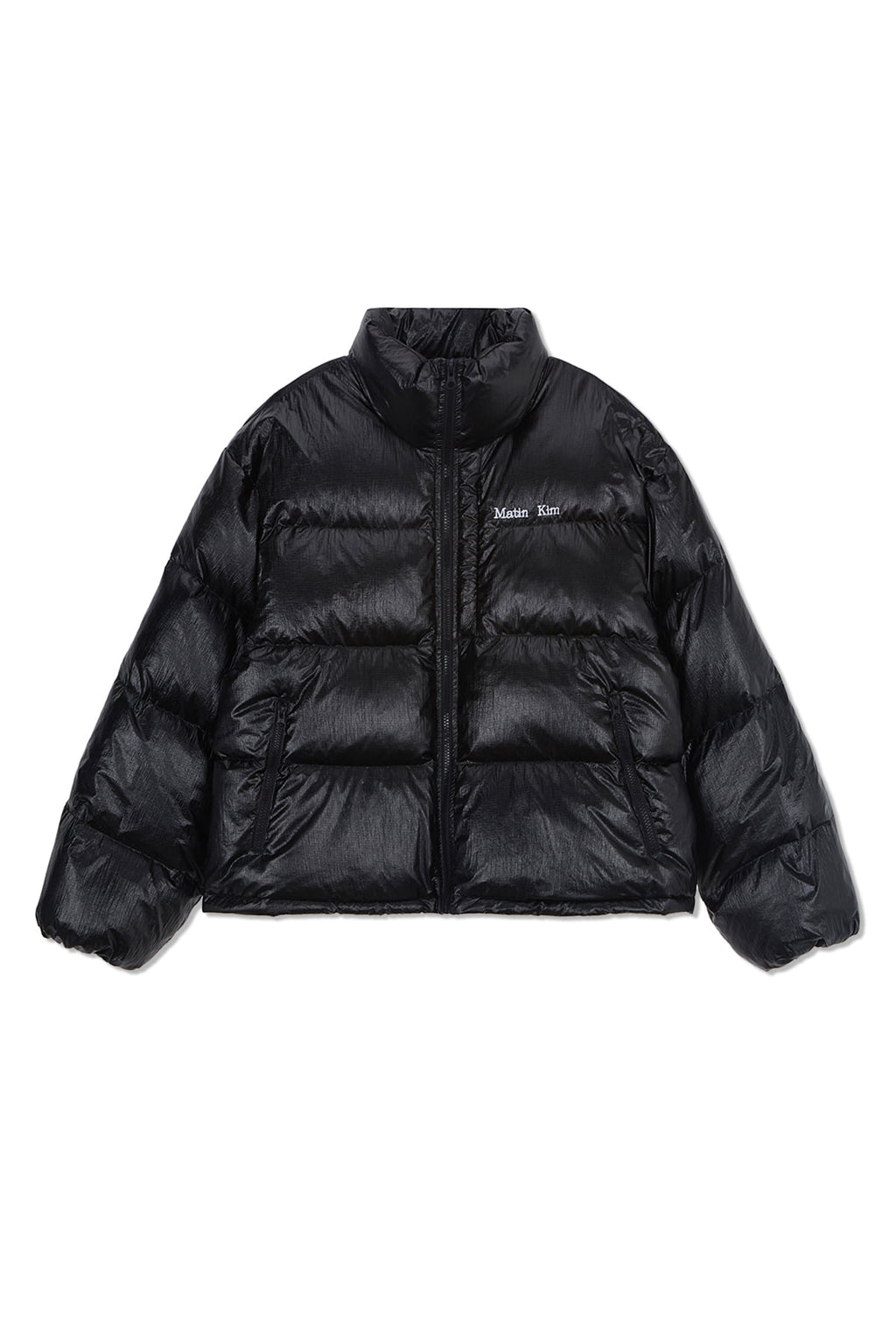 [matinkim] SMALL LOGO VOLUME DOWN JUMPER FOR MEN IN BLACK