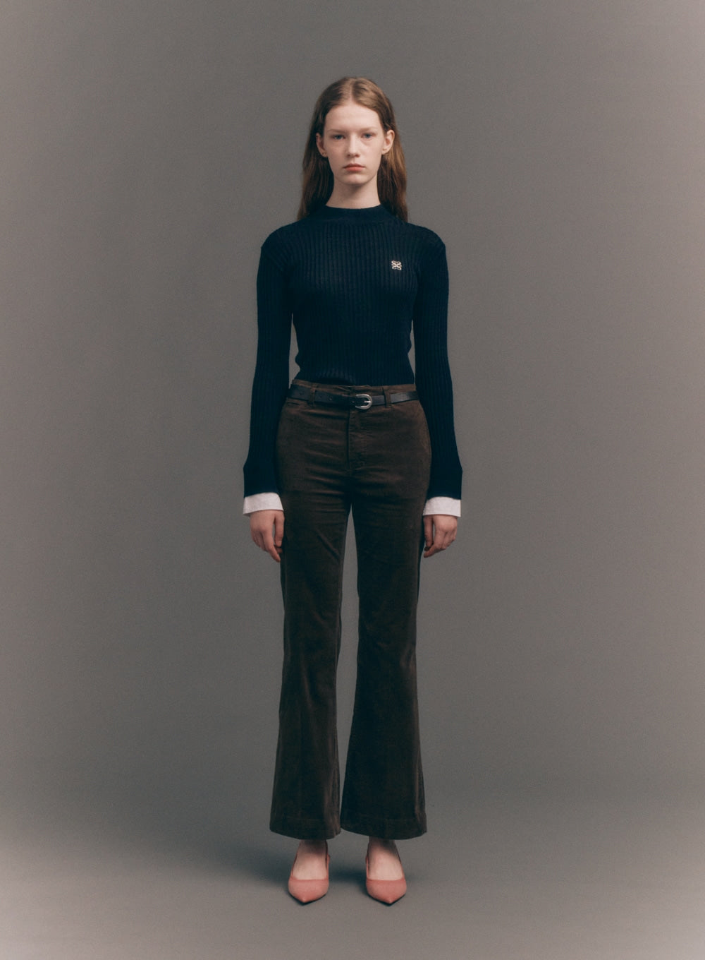 [satur] (W) Cuffs Mock Neck Knit - Black