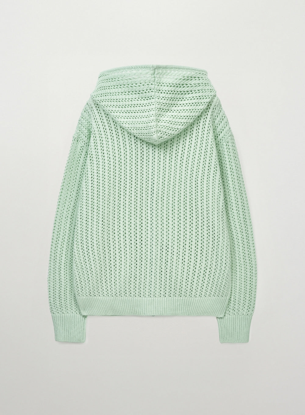 Satur Crochet Knit Hood Zip-up - Green