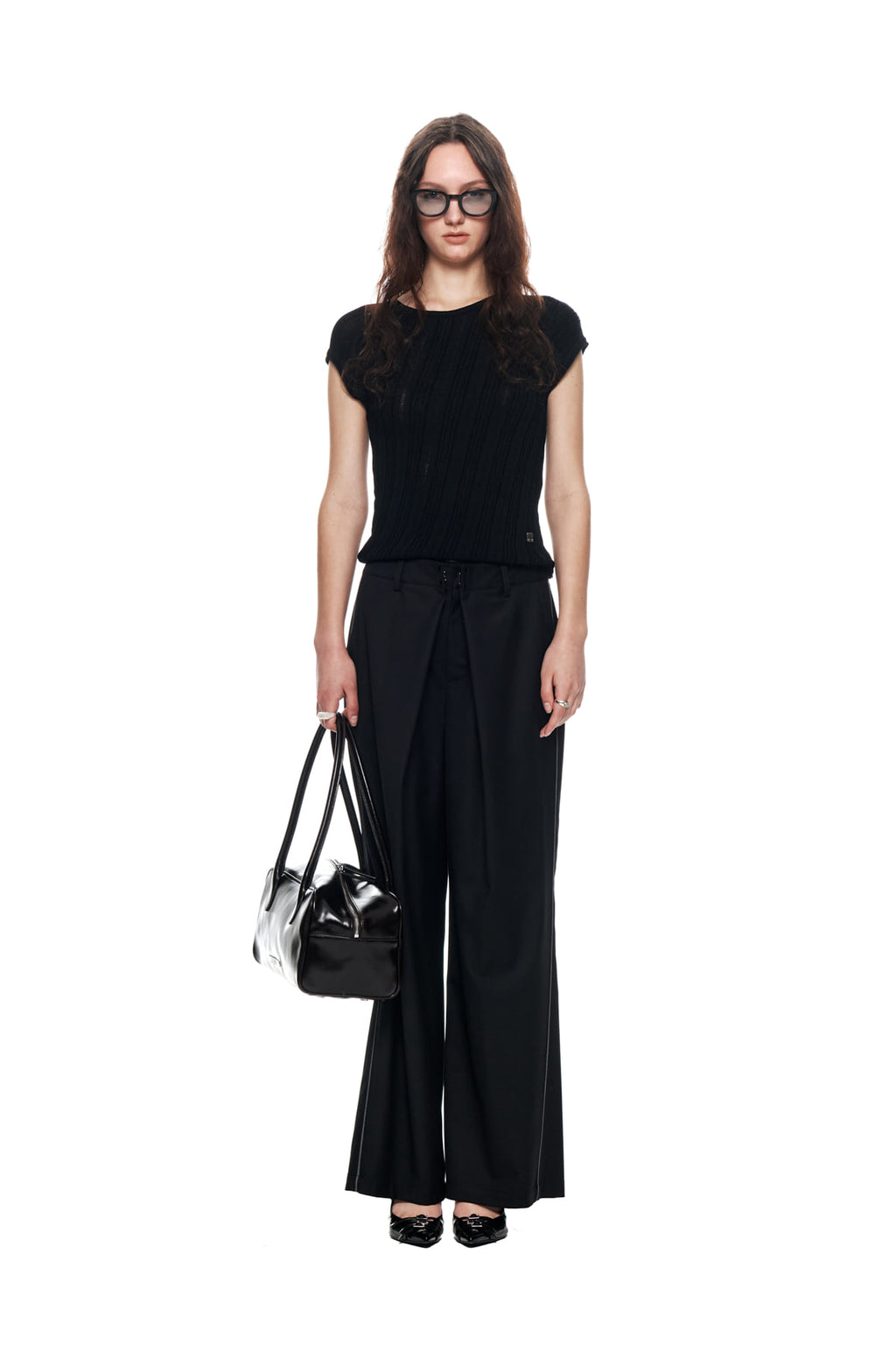 Matinkim Double Waist Hook Trouser IN Black