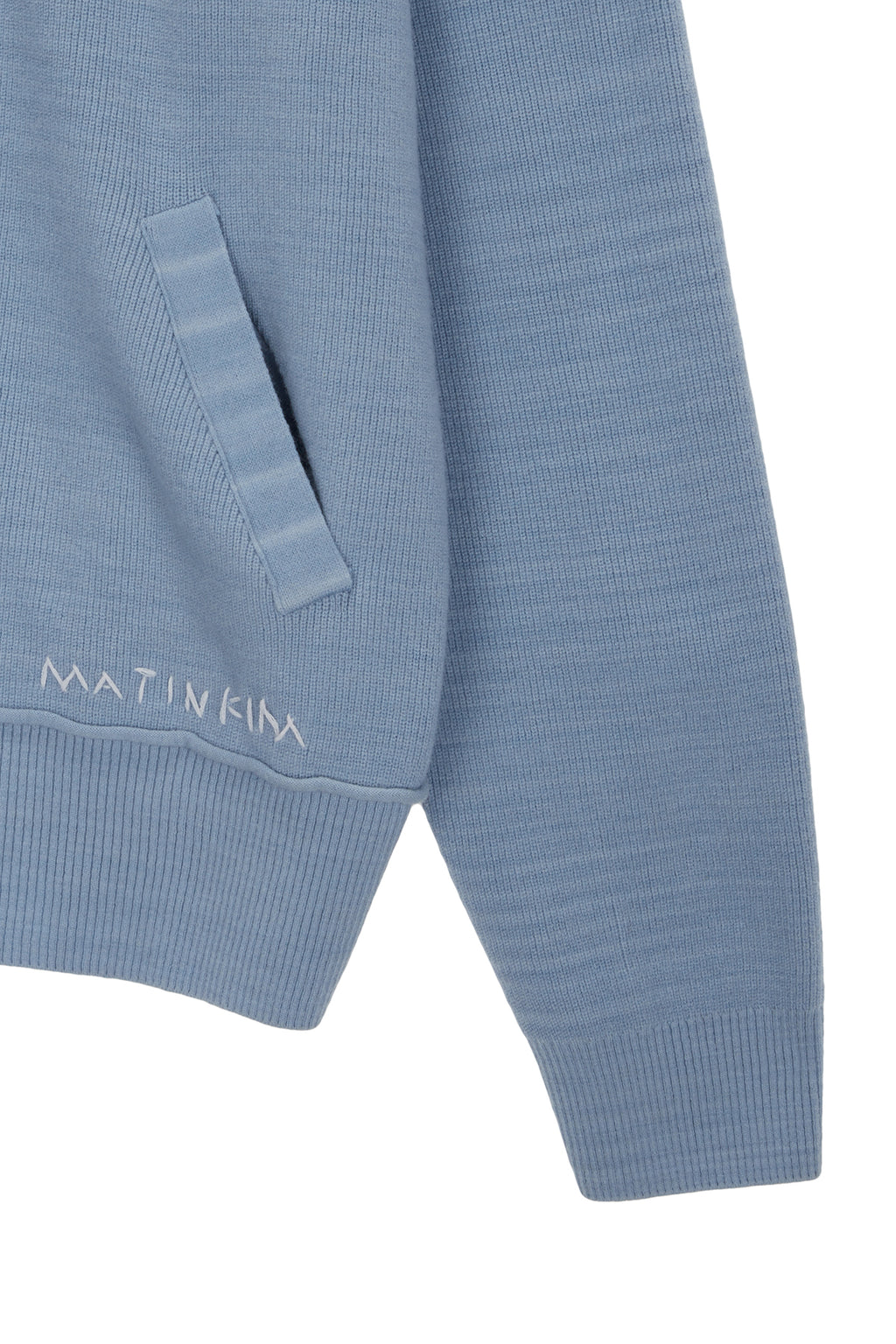 Matinkim Ribbed Knit Hoody Zip UP For Men IN Sky