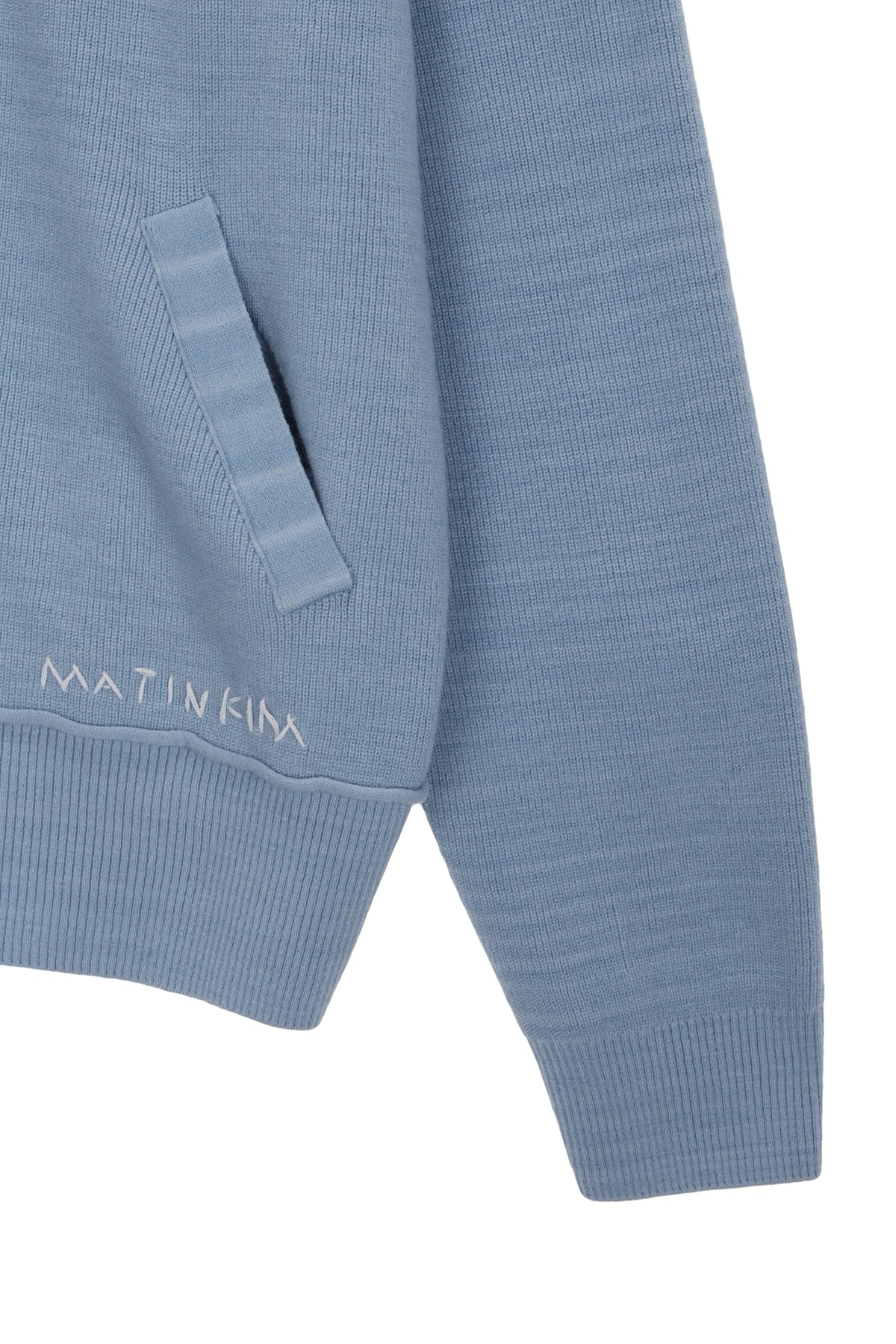 Matinkim Ribbed Knit Hoody Zip UP For Men IN Sky