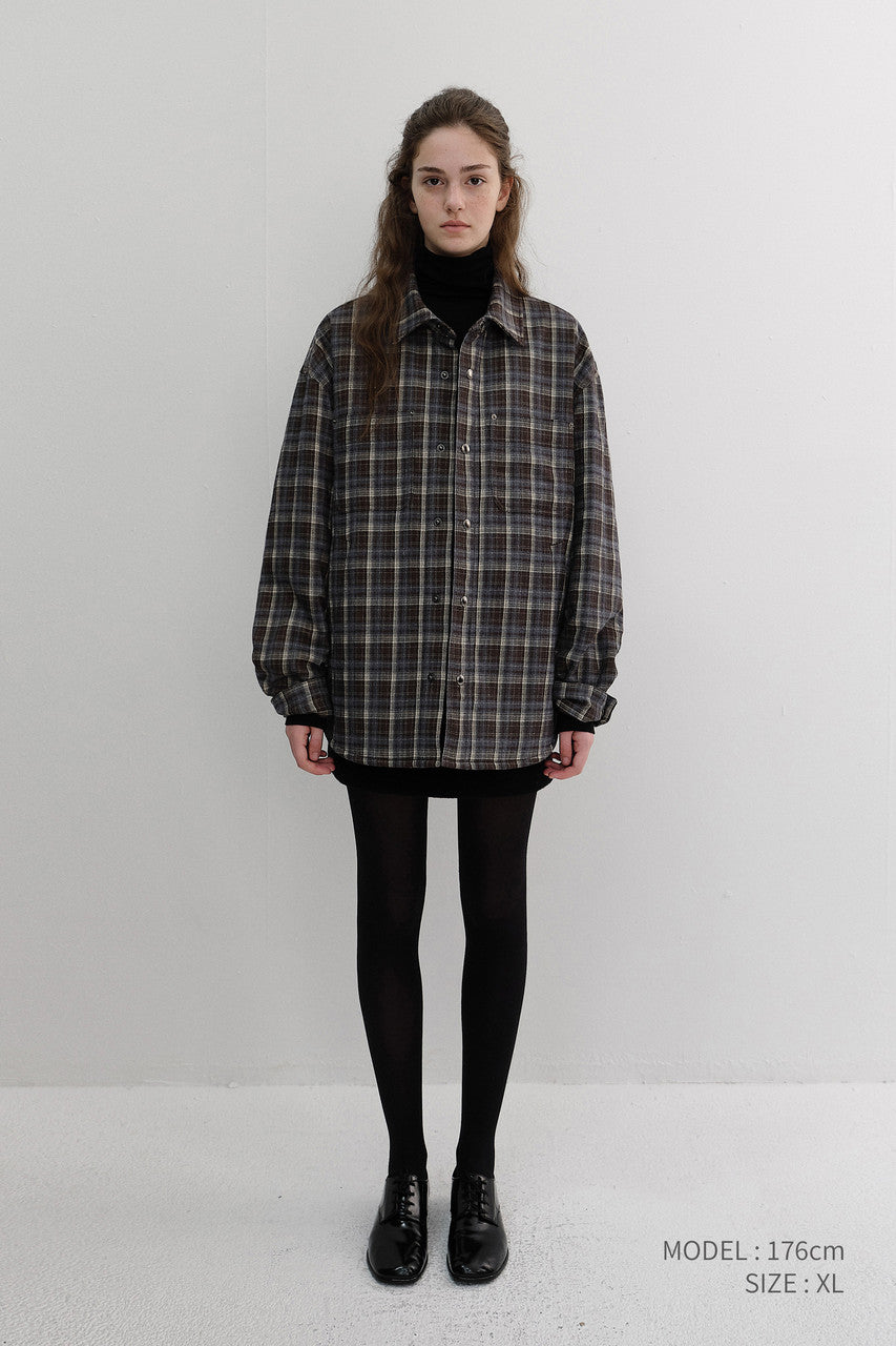 Dunst Unisex Quilted Flannel Shirt Brown Check